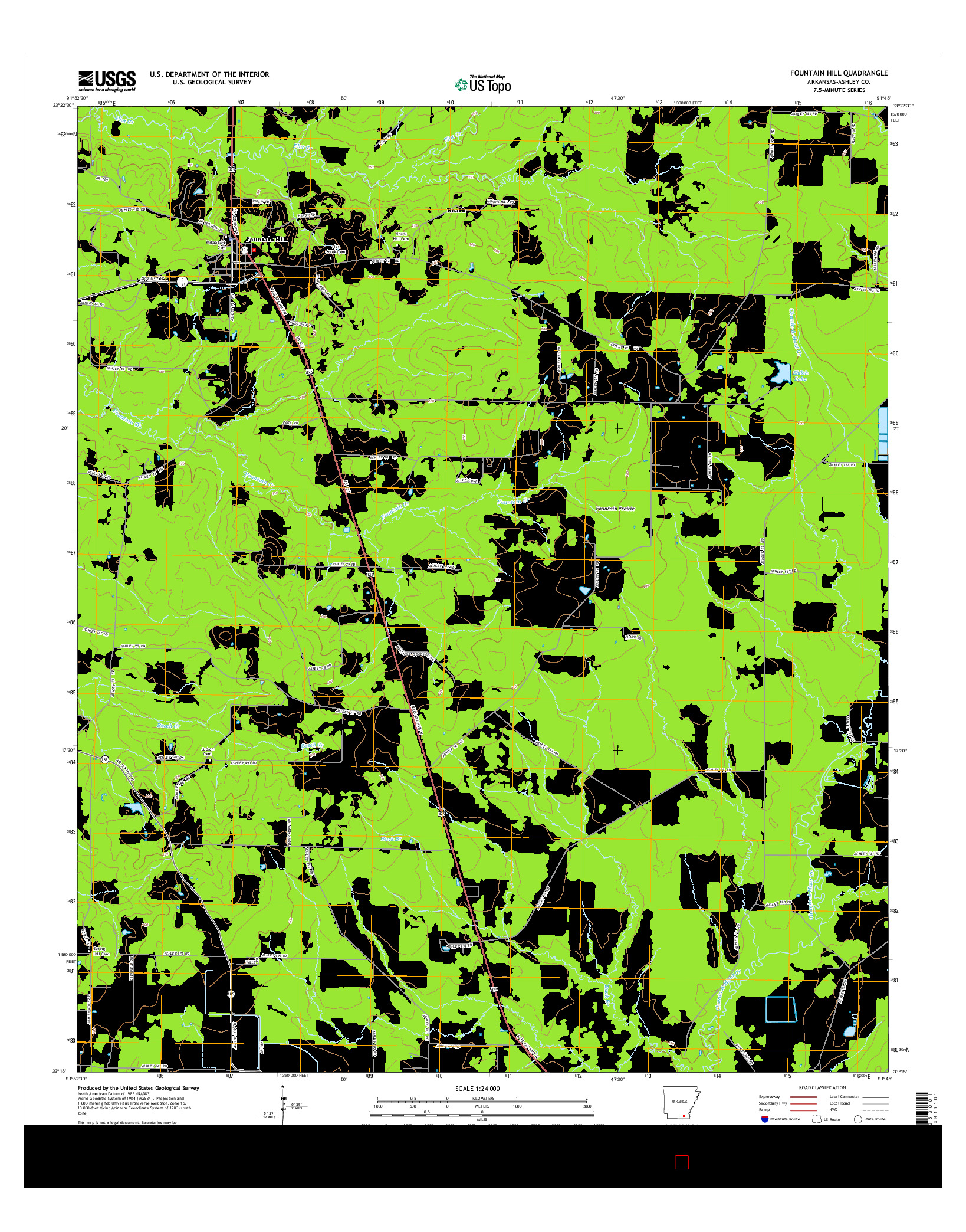 USGS US TOPO 7.5-MINUTE MAP FOR FOUNTAIN HILL, AR 2014