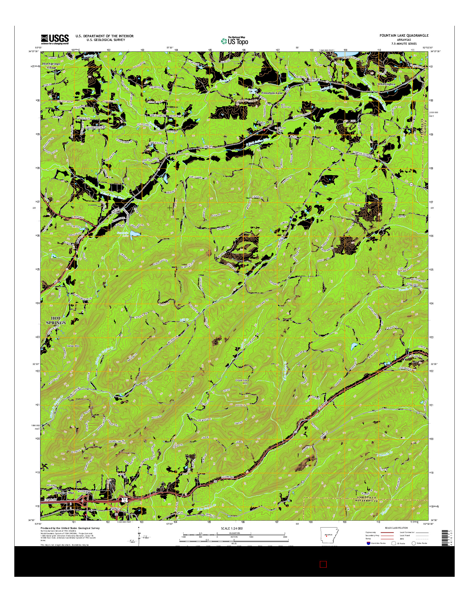 USGS US TOPO 7.5-MINUTE MAP FOR FOUNTAIN LAKE, AR 2014