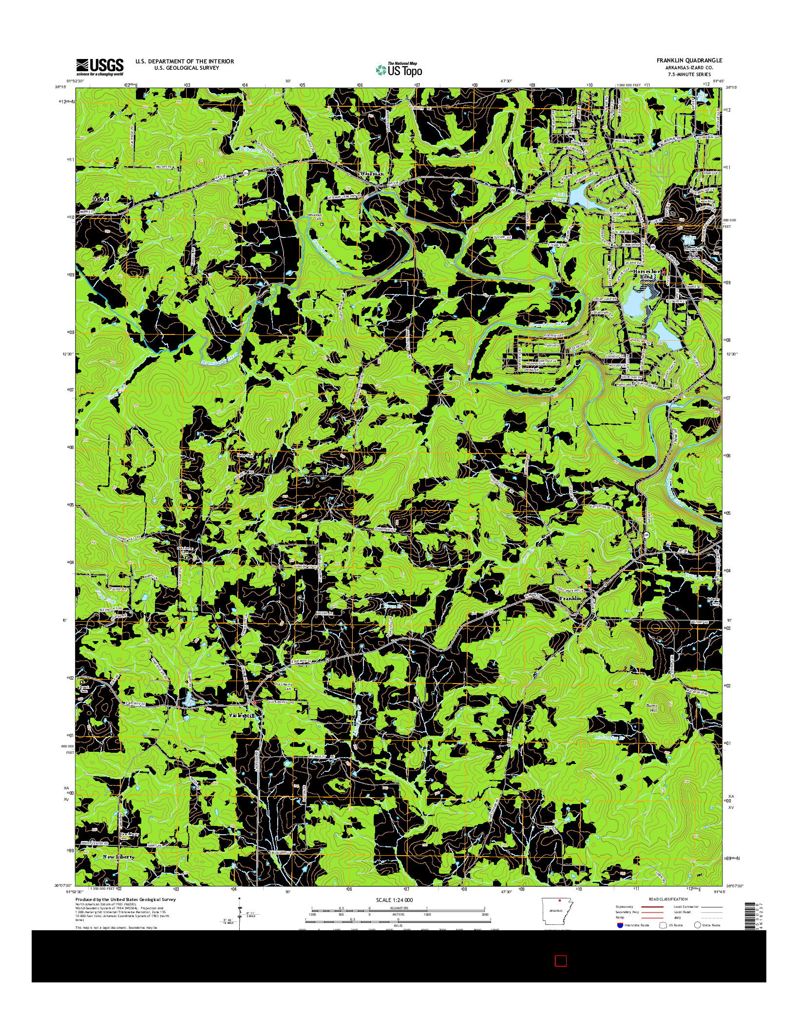 USGS US TOPO 7.5-MINUTE MAP FOR FRANKLIN, AR 2014