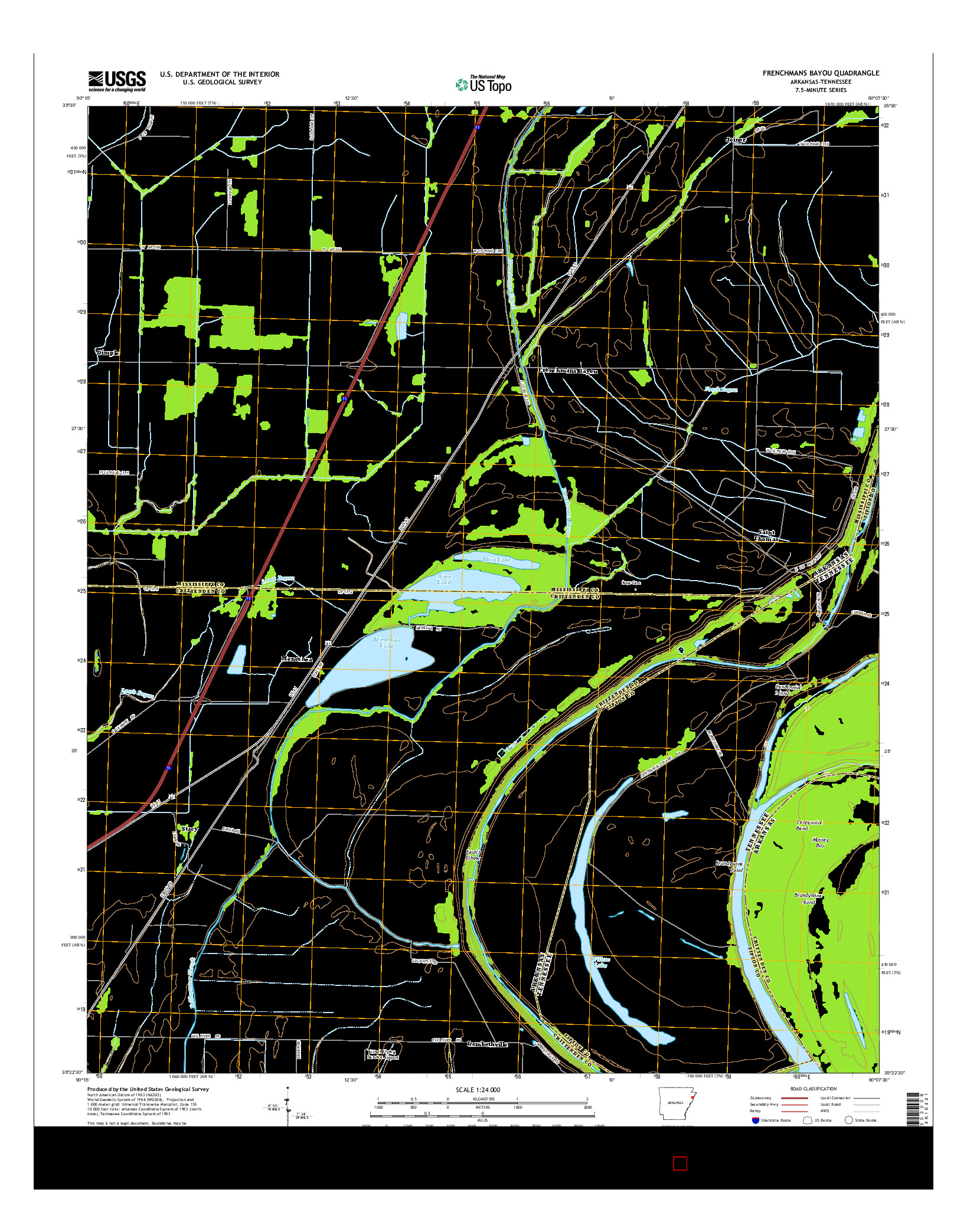 USGS US TOPO 7.5-MINUTE MAP FOR FRENCHMANS BAYOU, AR-TN 2014