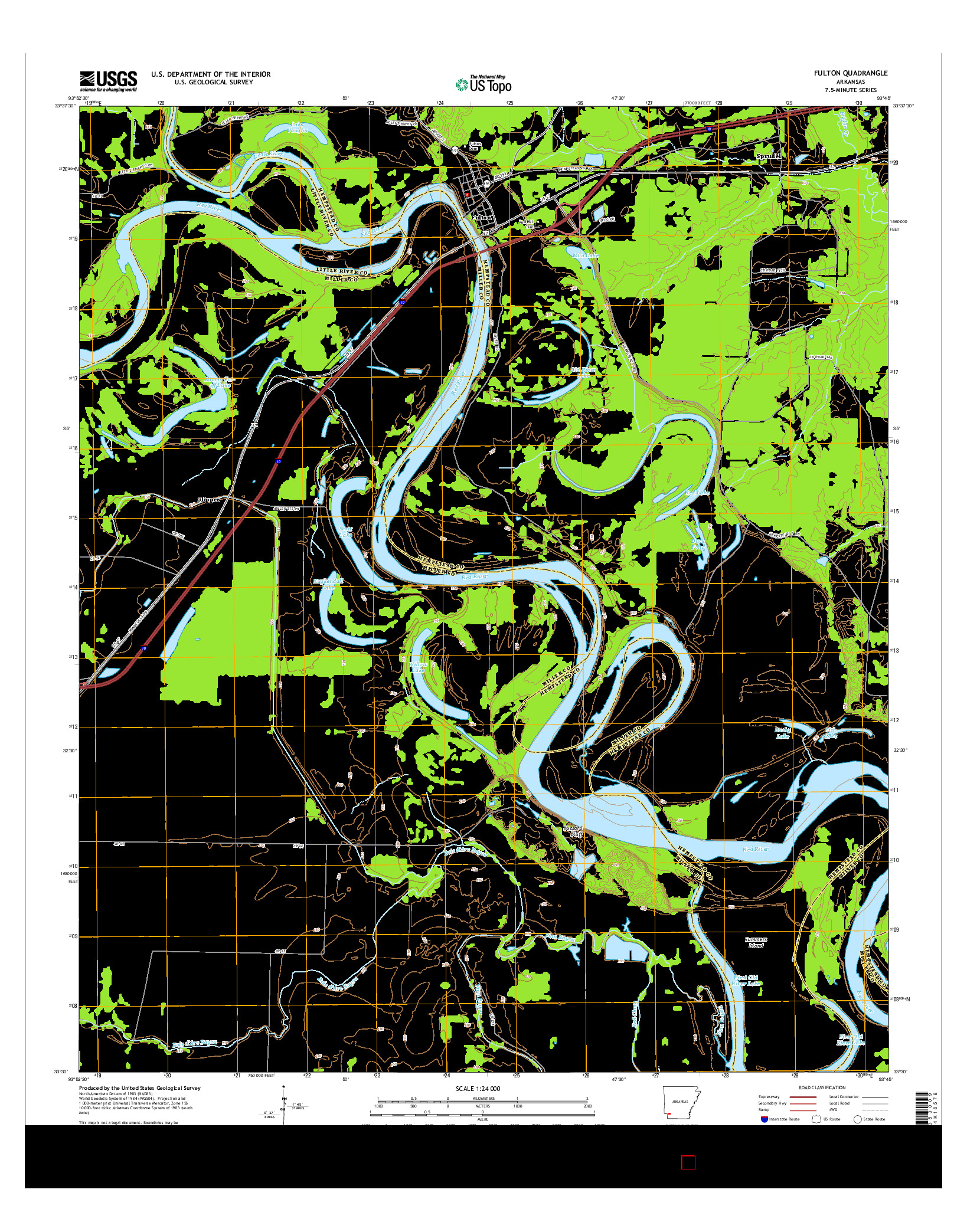 USGS US TOPO 7.5-MINUTE MAP FOR FULTON, AR 2014