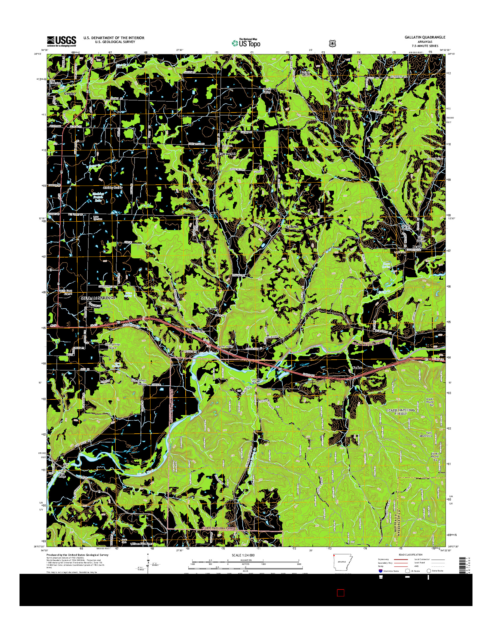 USGS US TOPO 7.5-MINUTE MAP FOR GALLATIN, AR 2014