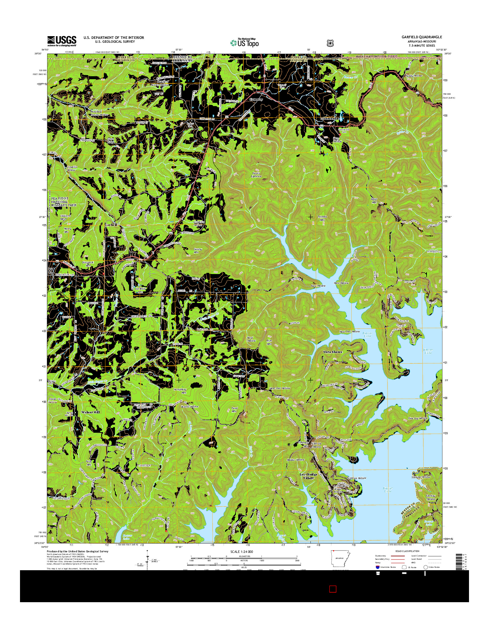 USGS US TOPO 7.5-MINUTE MAP FOR GARFIELD, AR-MO 2014