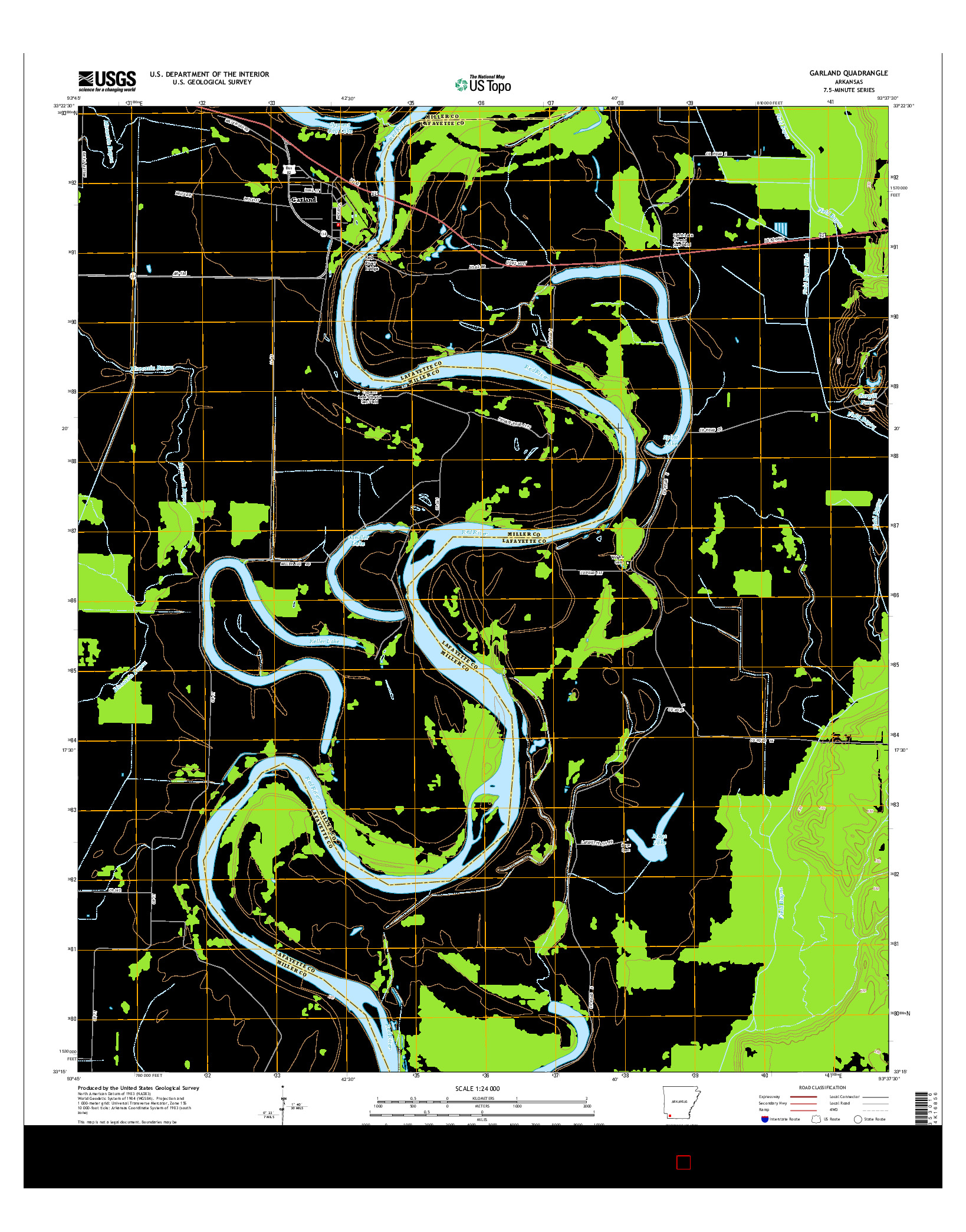 USGS US TOPO 7.5-MINUTE MAP FOR GARLAND, AR 2014