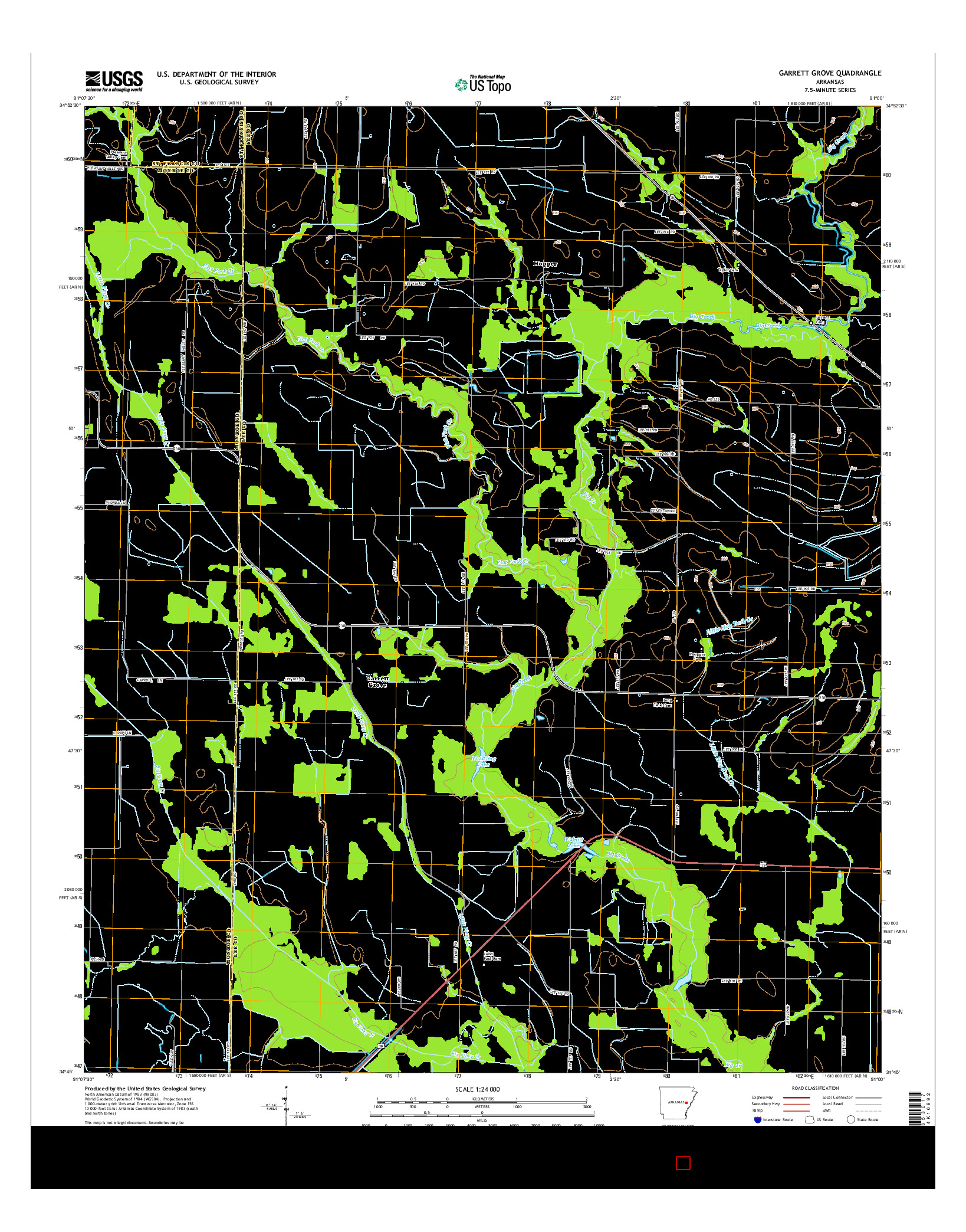 USGS US TOPO 7.5-MINUTE MAP FOR GARRETT GROVE, AR 2014