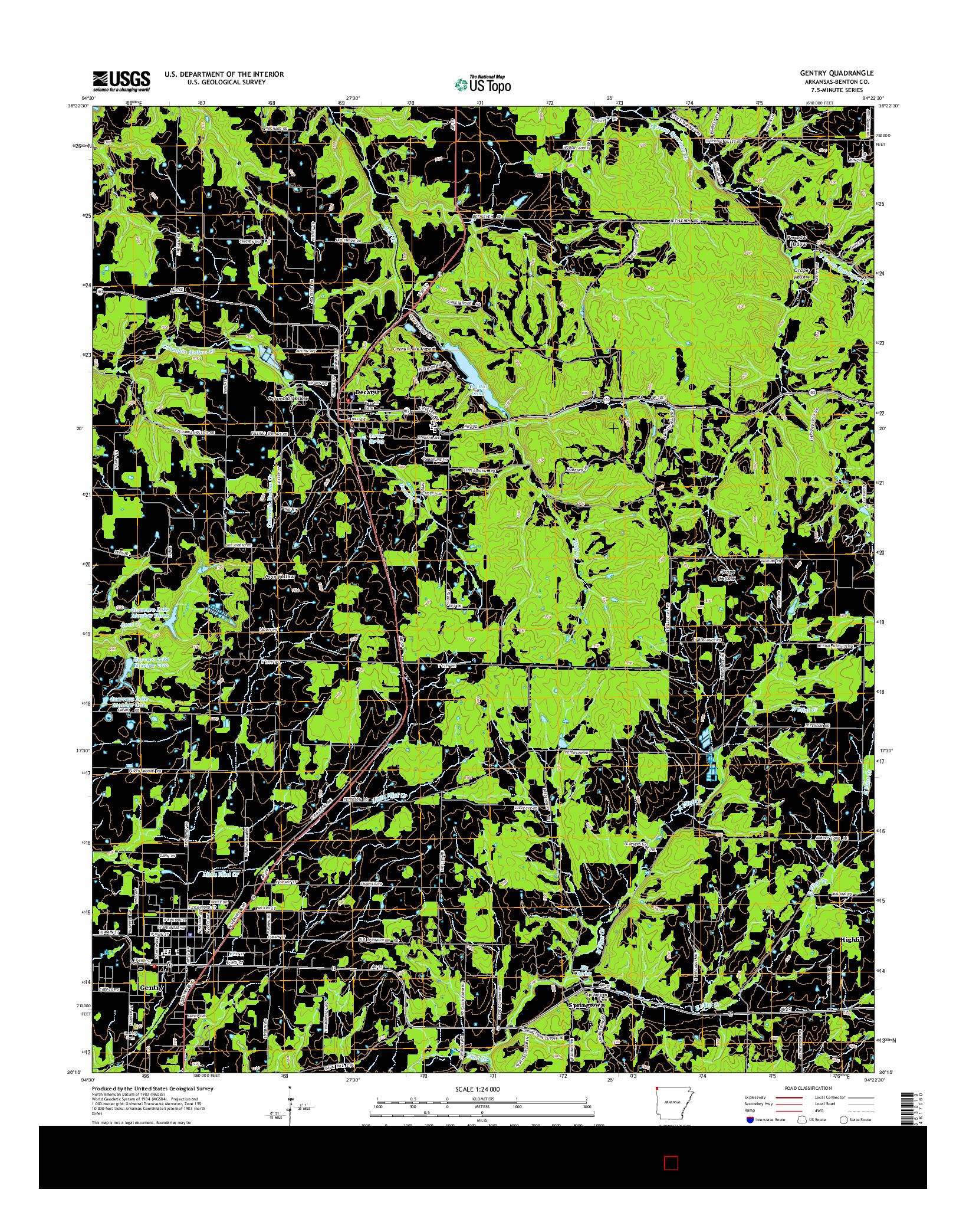 USGS US TOPO 7.5-MINUTE MAP FOR GENTRY, AR 2014