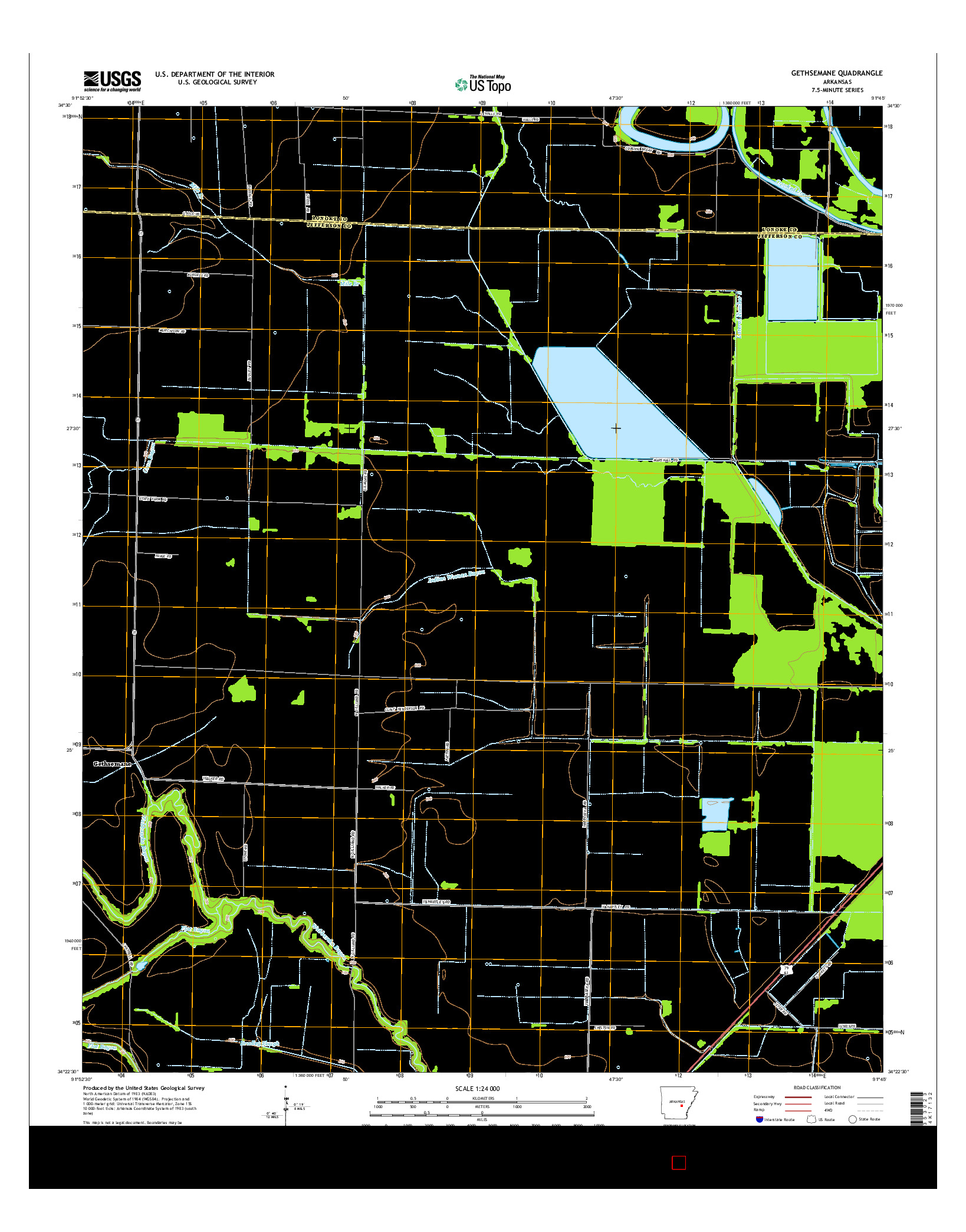 USGS US TOPO 7.5-MINUTE MAP FOR GETHSEMANE, AR 2014