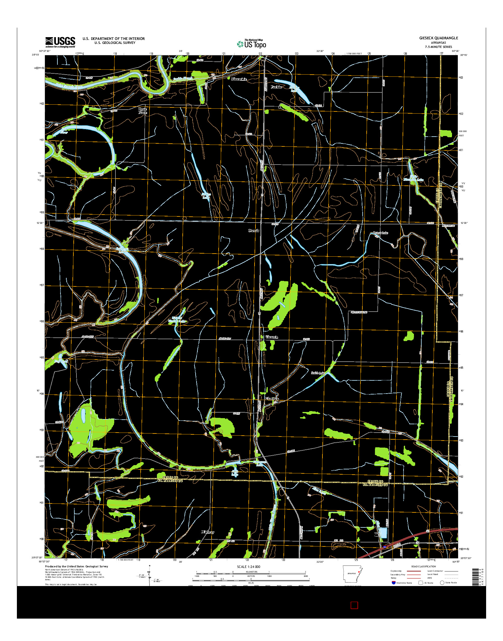 USGS US TOPO 7.5-MINUTE MAP FOR GIESECK, AR 2014