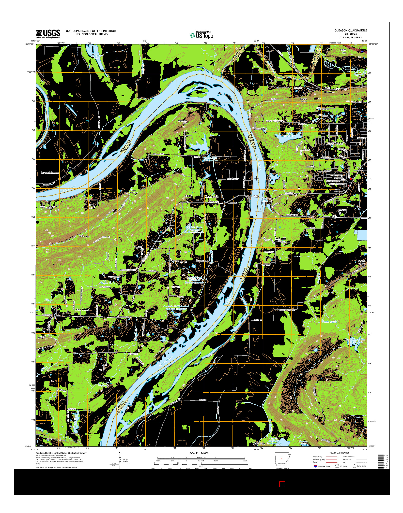 USGS US TOPO 7.5-MINUTE MAP FOR GLEASON, AR 2014