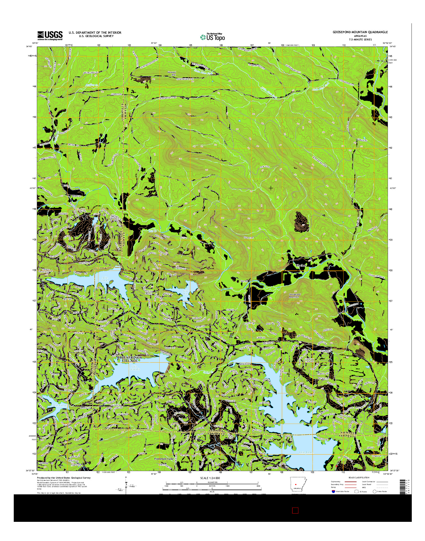 USGS US TOPO 7.5-MINUTE MAP FOR GOOSEPOND MOUNTAIN, AR 2014