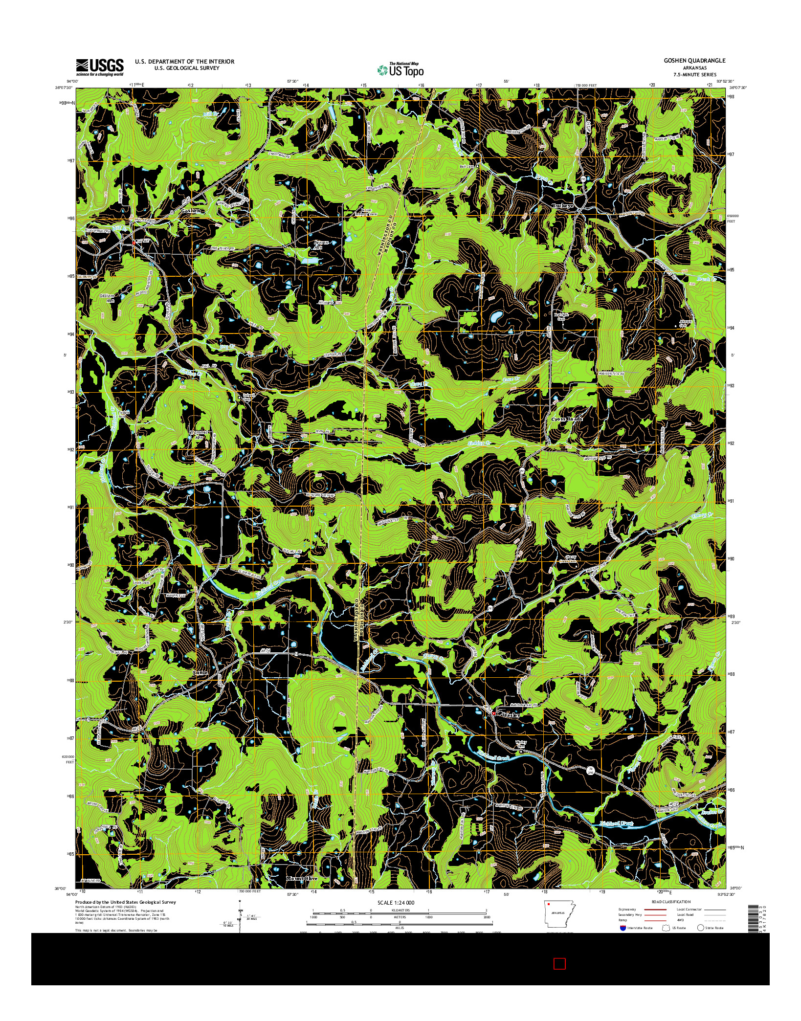 USGS US TOPO 7.5-MINUTE MAP FOR GOSHEN, AR 2014