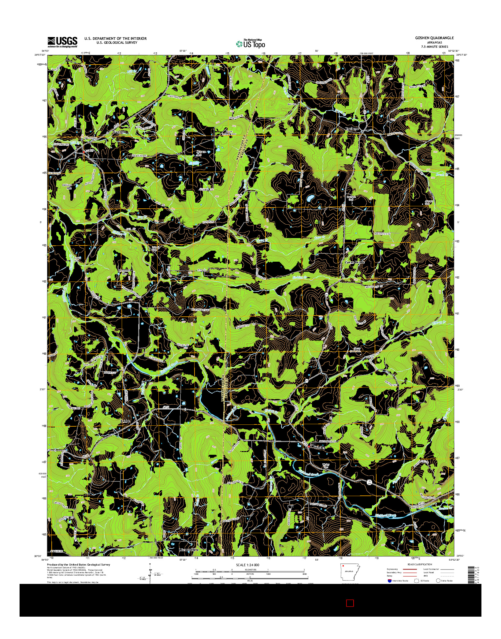 USGS US TOPO 7.5-MINUTE MAP FOR GOSHEN, AR 2014