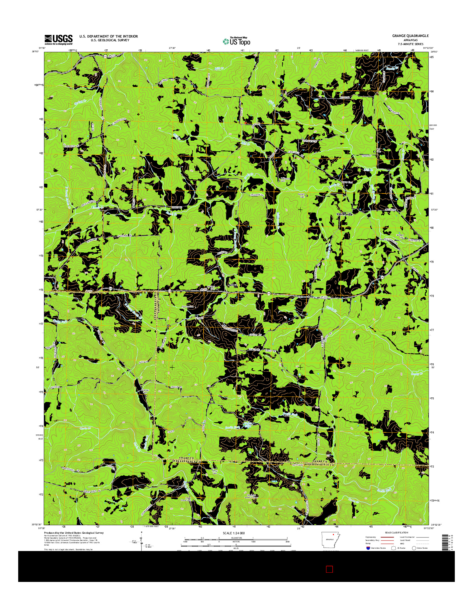 USGS US TOPO 7.5-MINUTE MAP FOR GRANGE, AR 2014