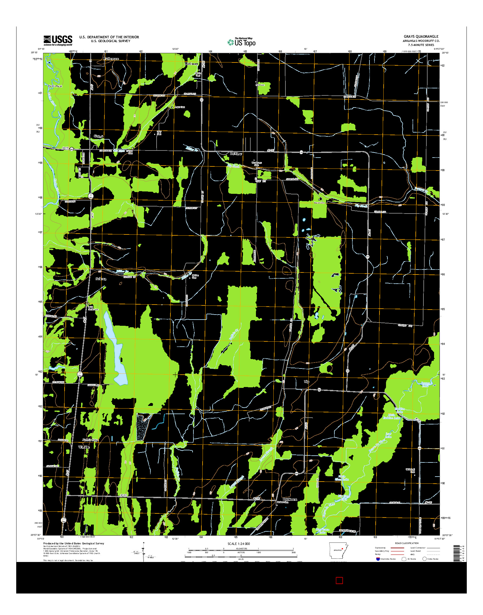 USGS US TOPO 7.5-MINUTE MAP FOR GRAYS, AR 2014