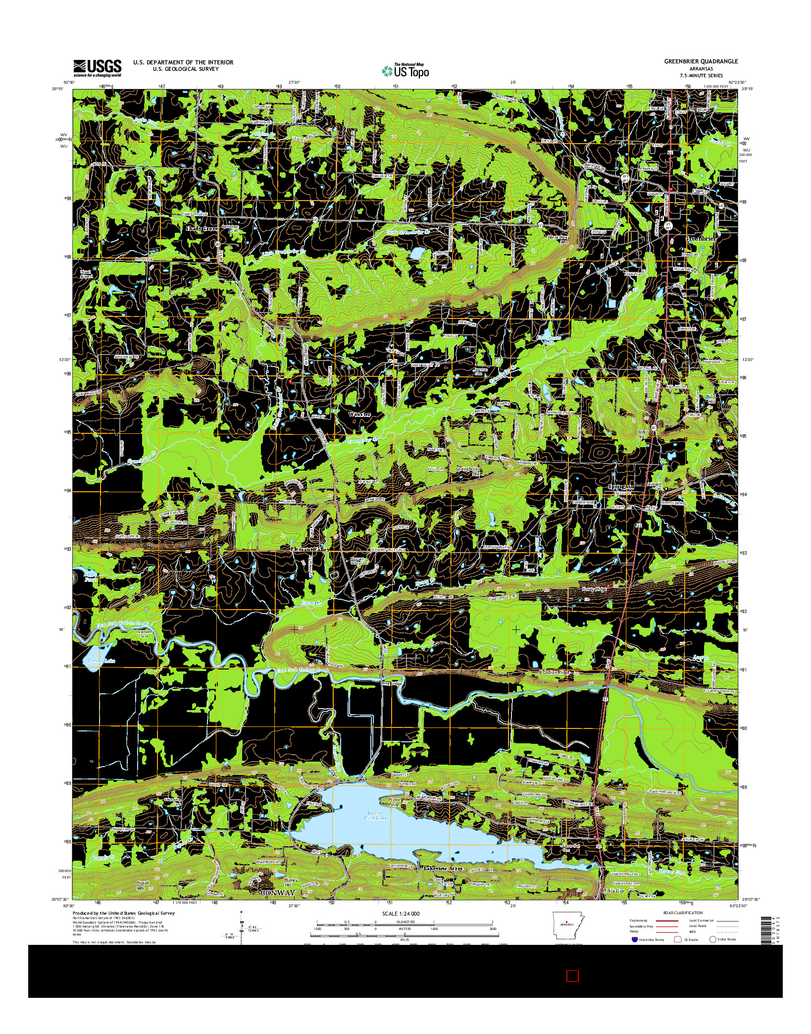 USGS US TOPO 7.5-MINUTE MAP FOR GREENBRIER, AR 2014