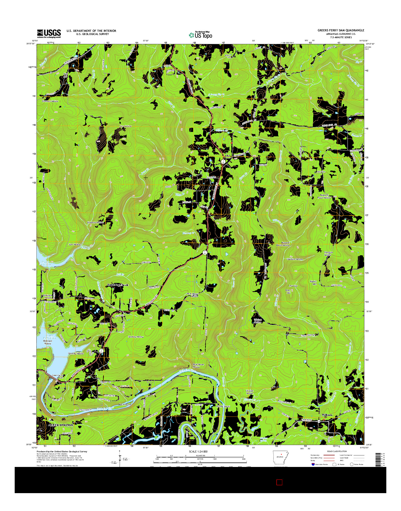 USGS US TOPO 7.5-MINUTE MAP FOR GREERS FERRY DAM, AR 2014