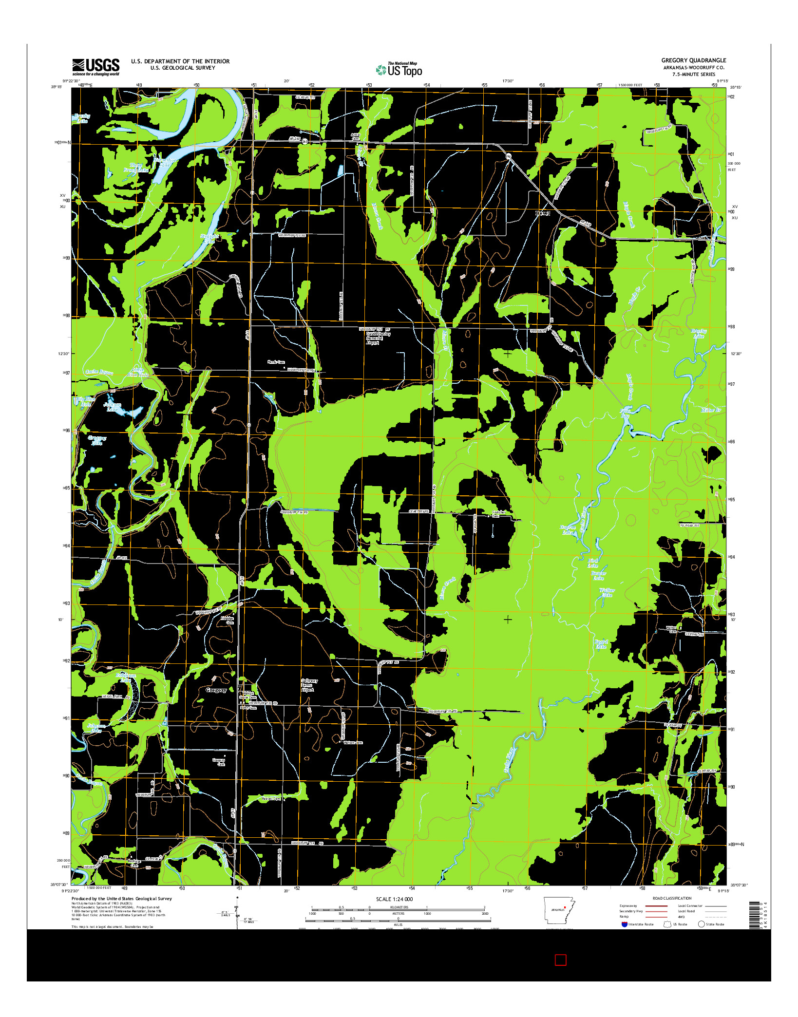 USGS US TOPO 7.5-MINUTE MAP FOR GREGORY, AR 2014