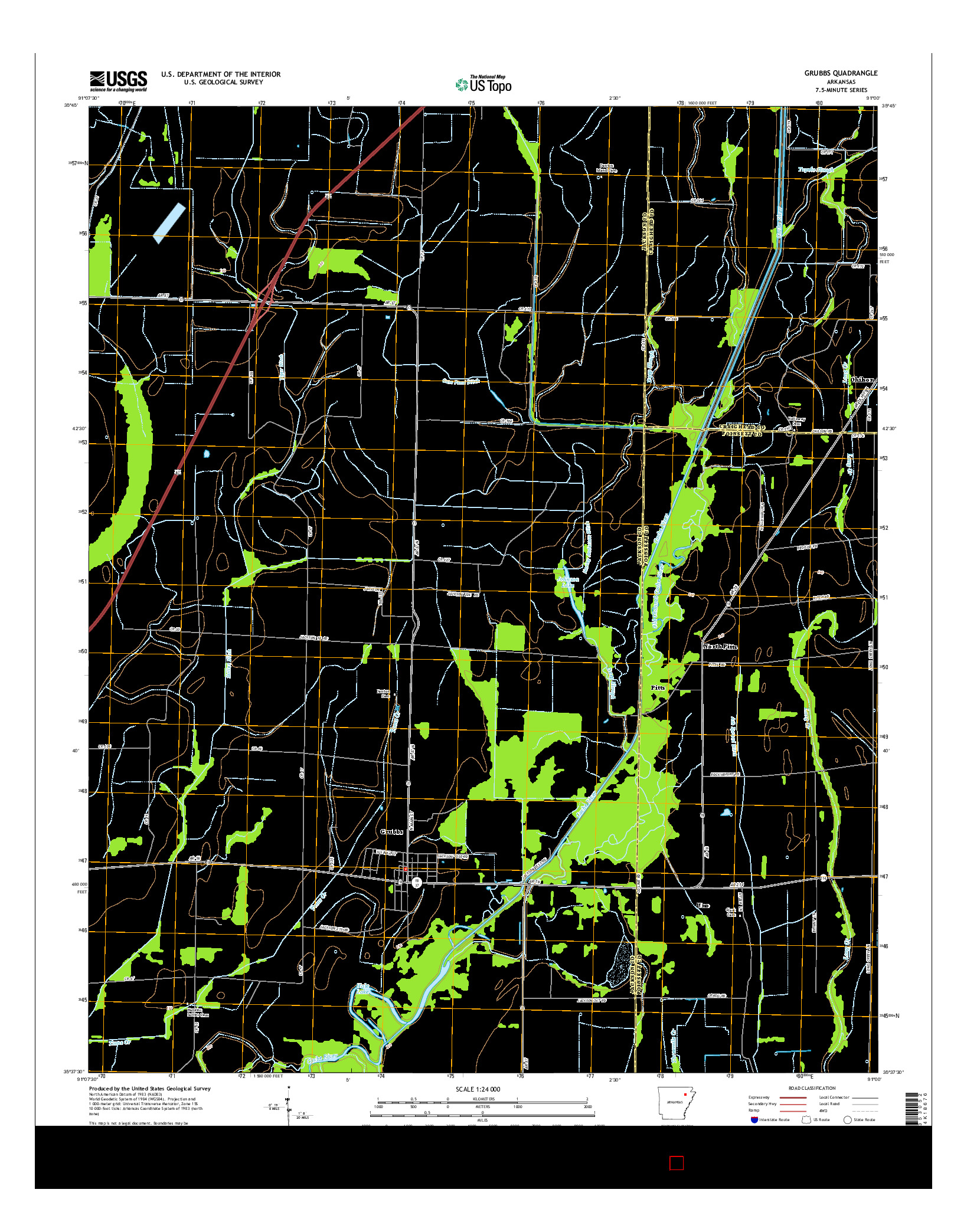 USGS US TOPO 7.5-MINUTE MAP FOR GRUBBS, AR 2014
