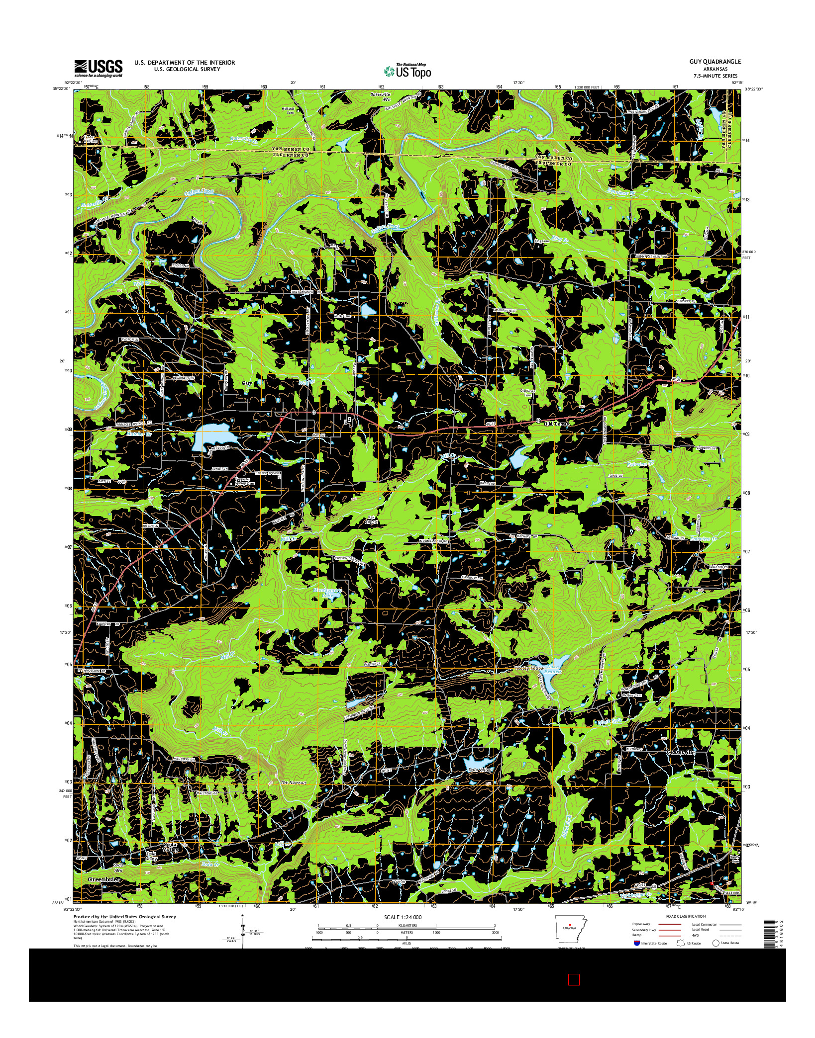 USGS US TOPO 7.5-MINUTE MAP FOR GUY, AR 2014