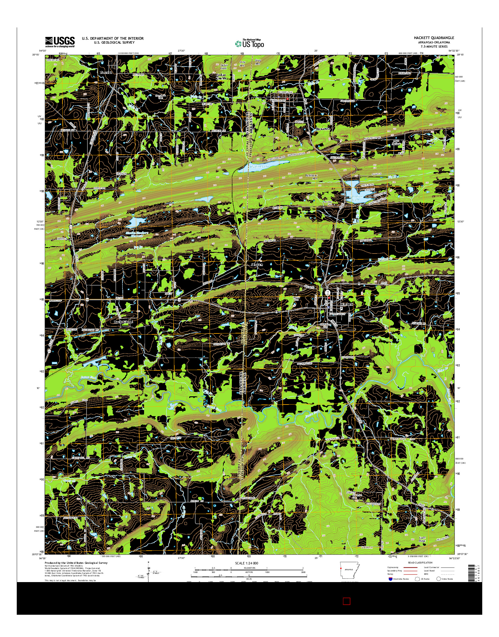 USGS US TOPO 7.5-MINUTE MAP FOR HACKETT, AR-OK 2014