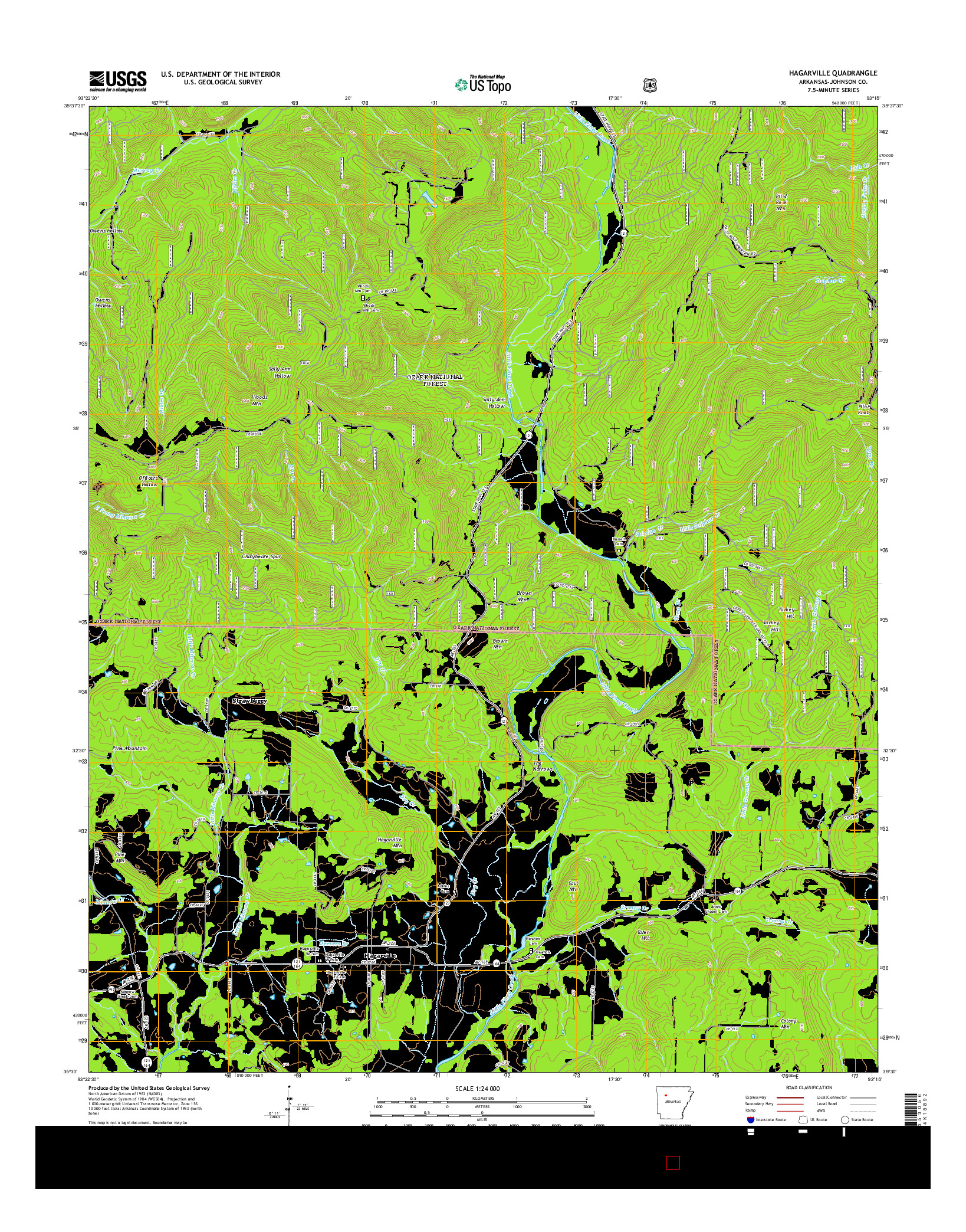 USGS US TOPO 7.5-MINUTE MAP FOR HAGARVILLE, AR 2014