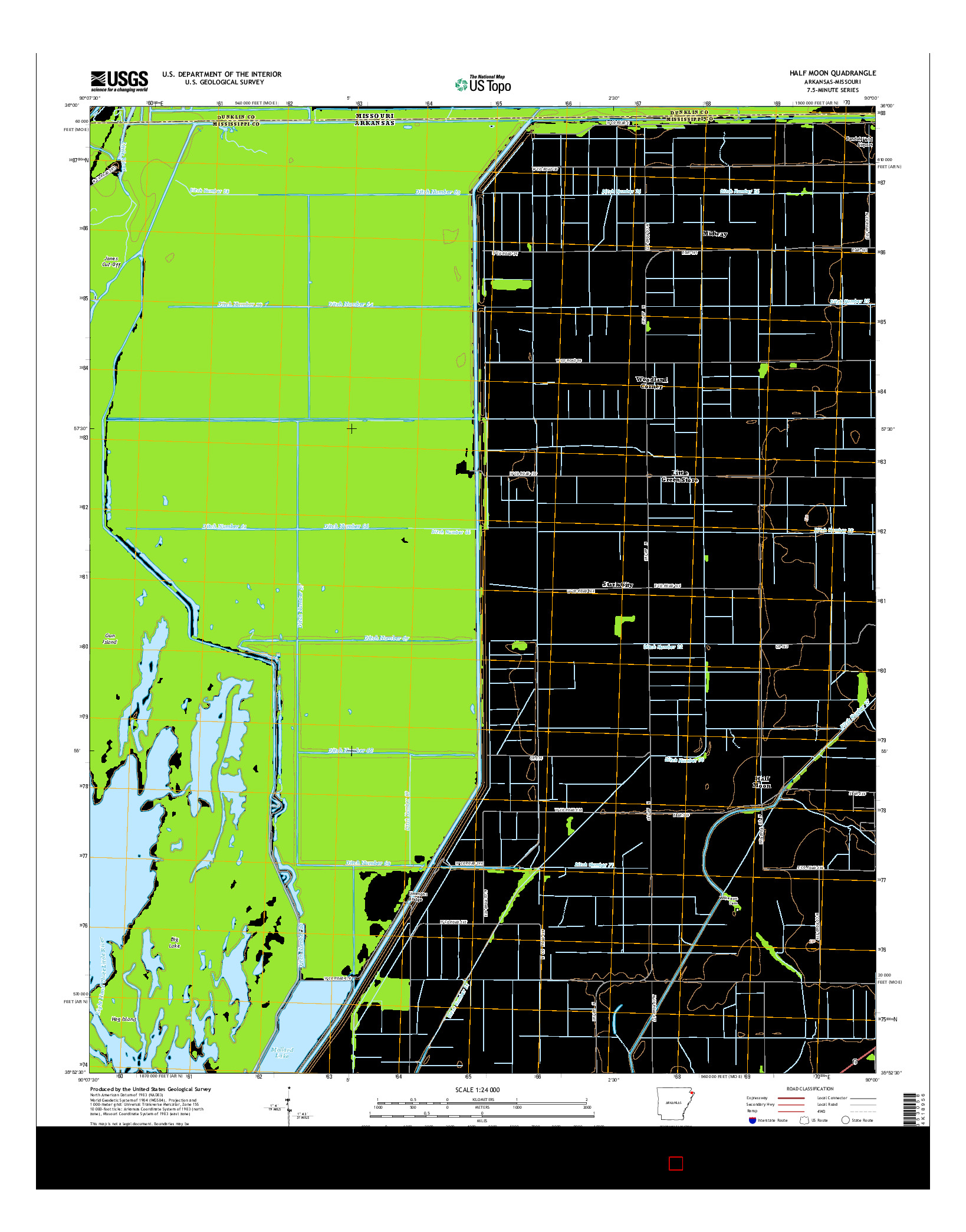 USGS US TOPO 7.5-MINUTE MAP FOR HALF MOON, AR-MO 2014