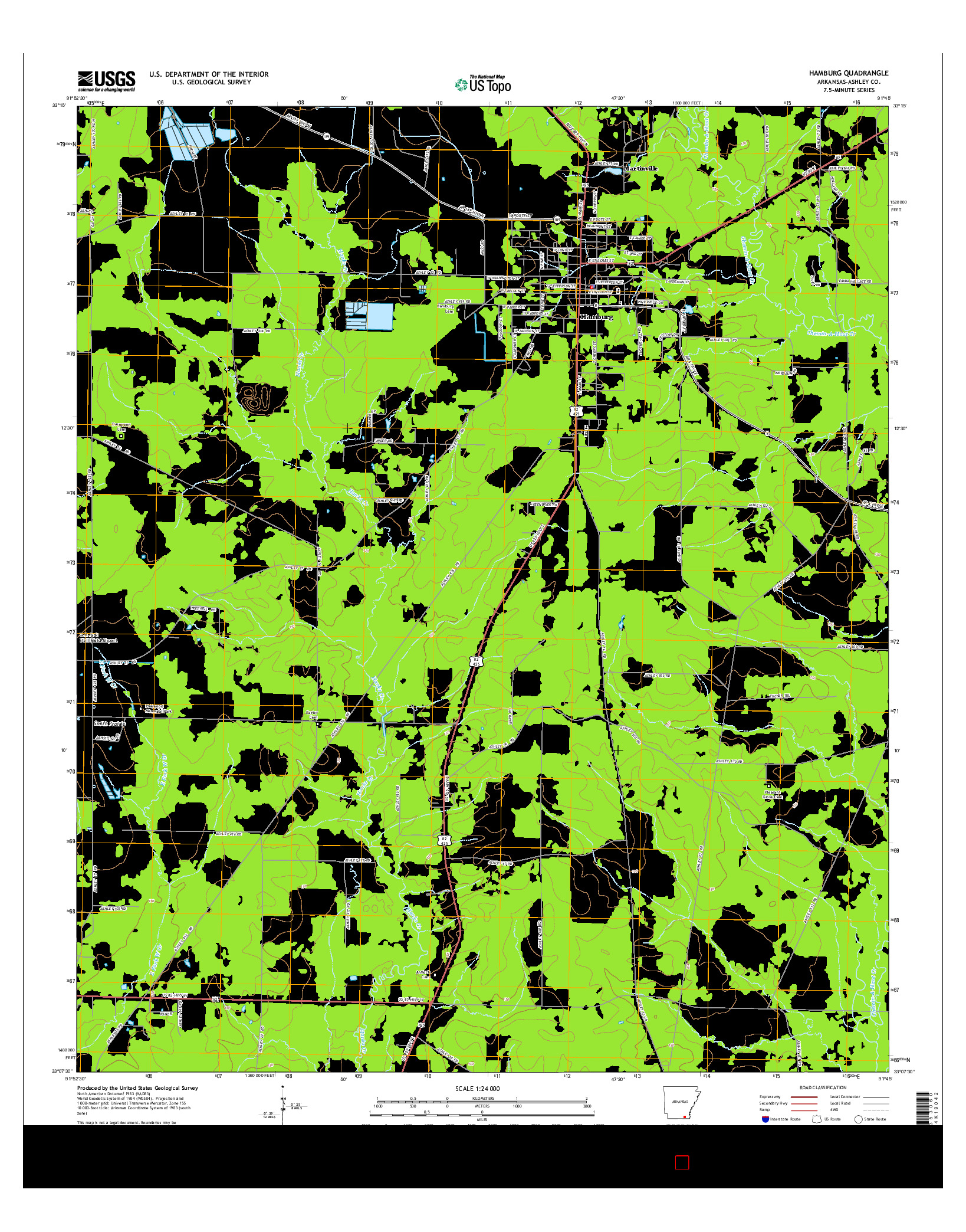 USGS US TOPO 7.5-MINUTE MAP FOR HAMBURG, AR 2014