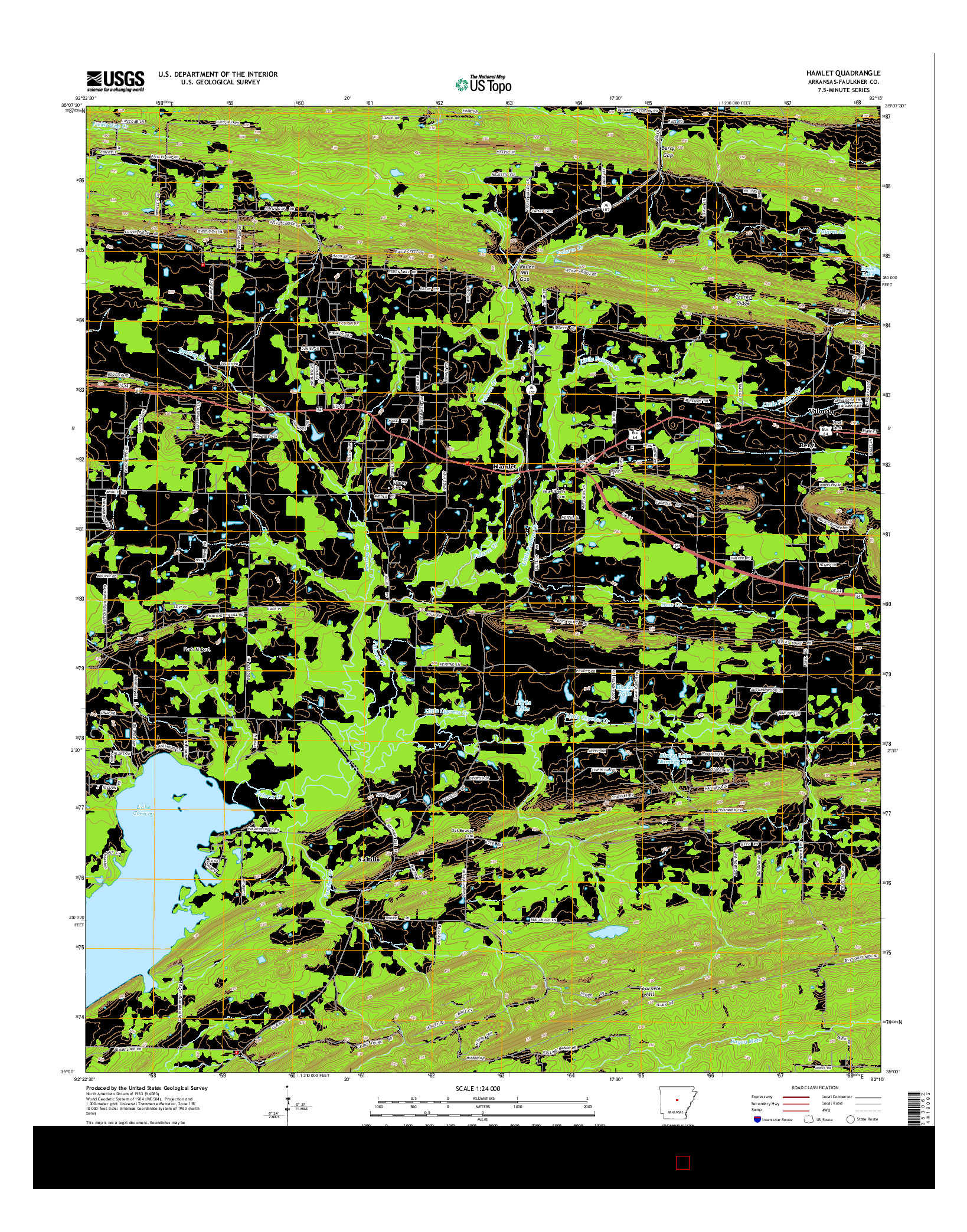 USGS US TOPO 7.5-MINUTE MAP FOR HAMLET, AR 2014