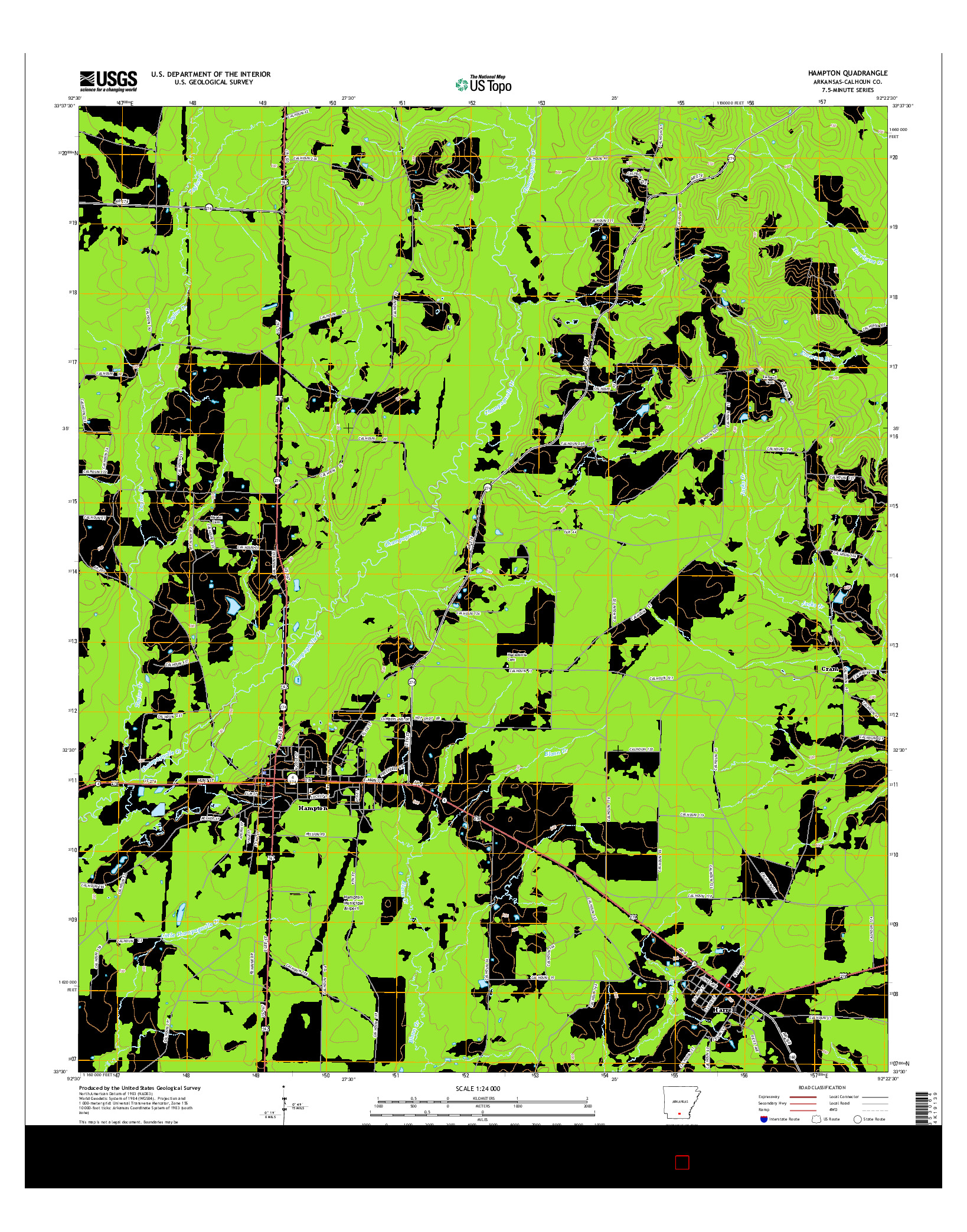 USGS US TOPO 7.5-MINUTE MAP FOR HAMPTON, AR 2014