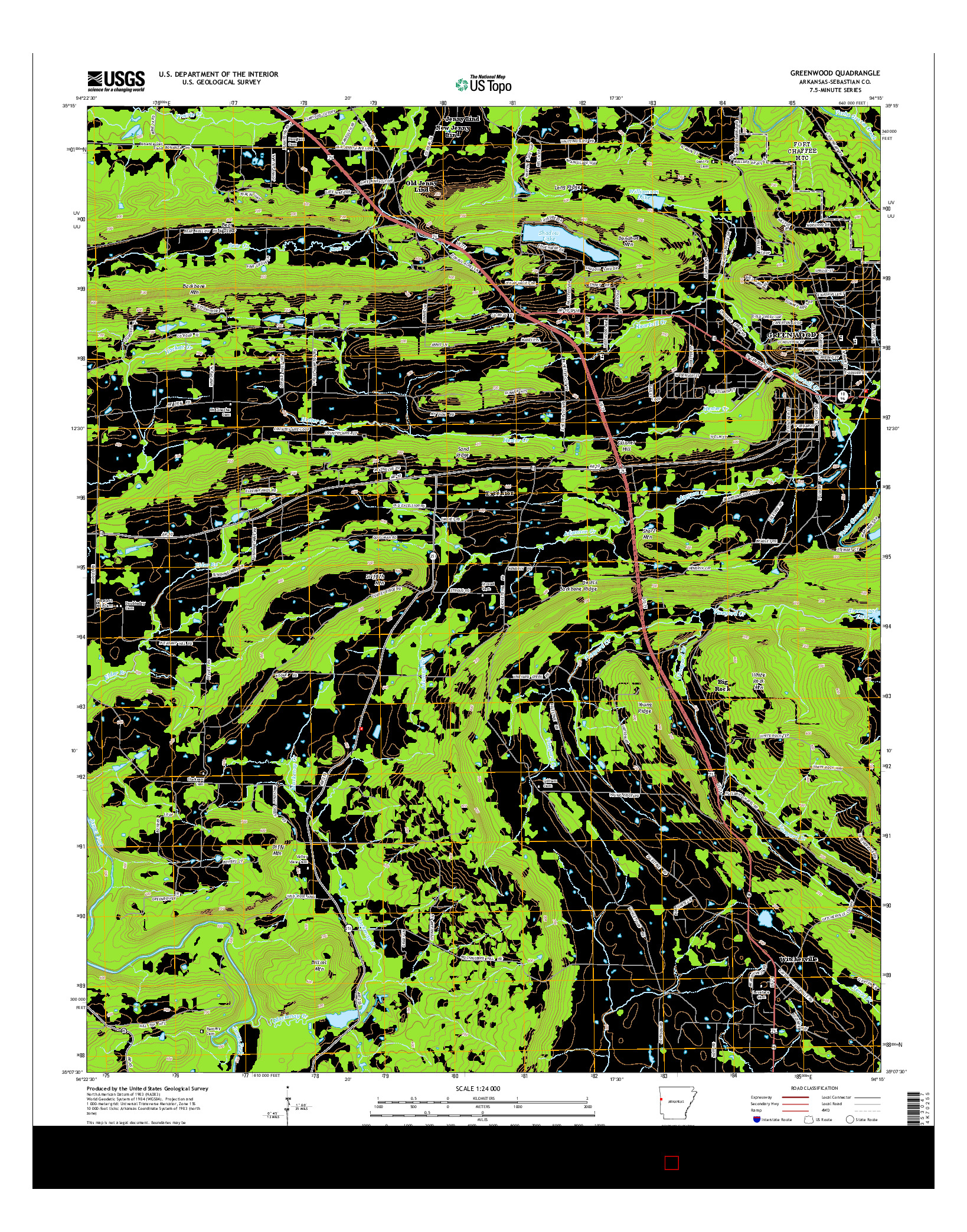 USGS US TOPO 7.5-MINUTE MAP FOR GREENWOOD, AR 2014