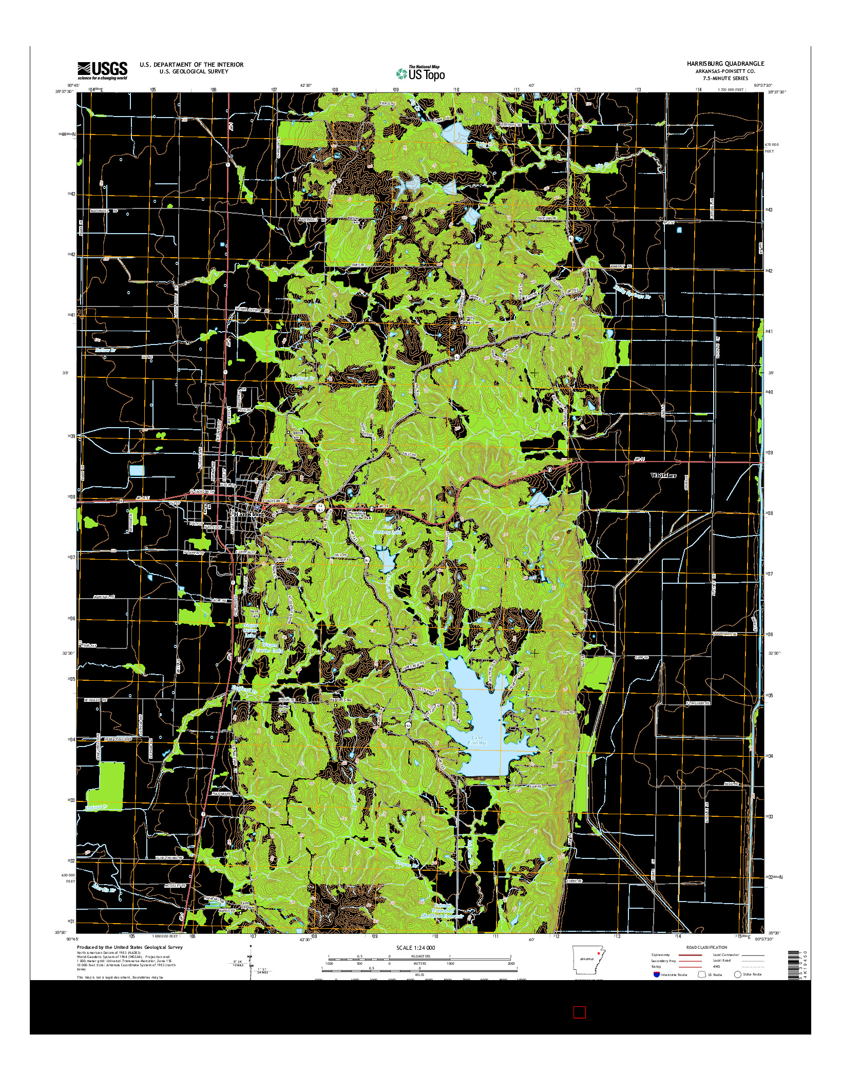 USGS US TOPO 7.5-MINUTE MAP FOR HARRISBURG, AR 2014