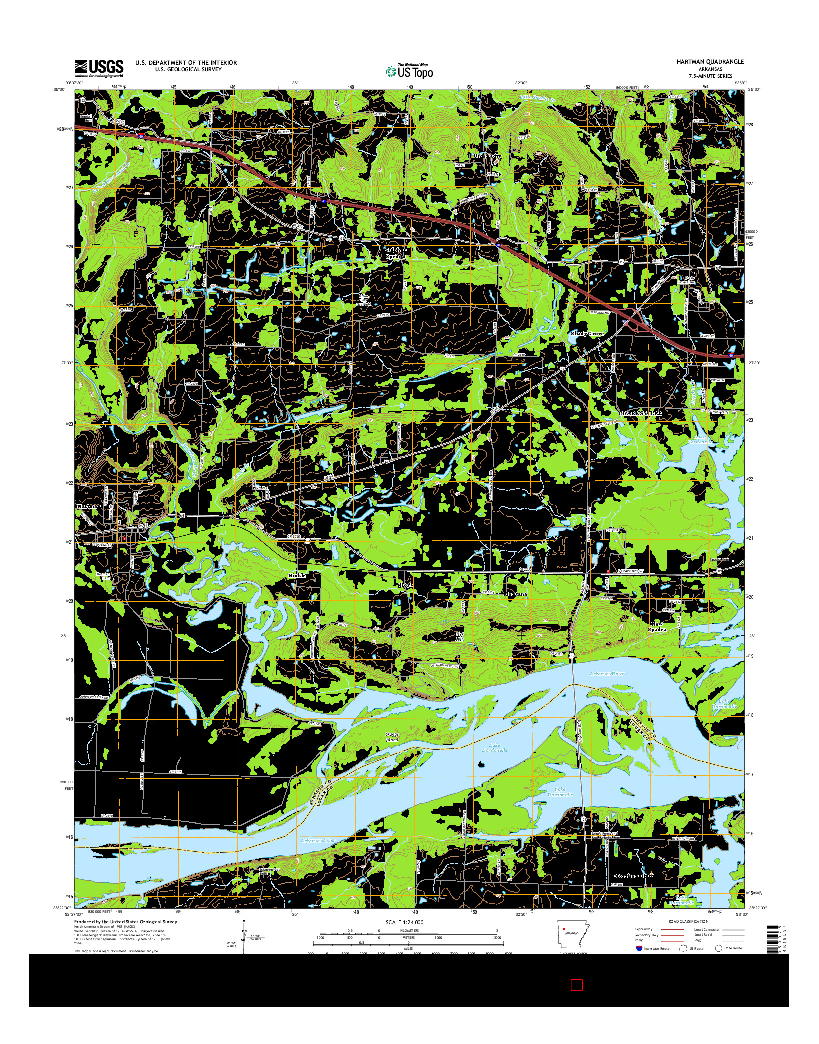 USGS US TOPO 7.5-MINUTE MAP FOR HARTMAN, AR 2014