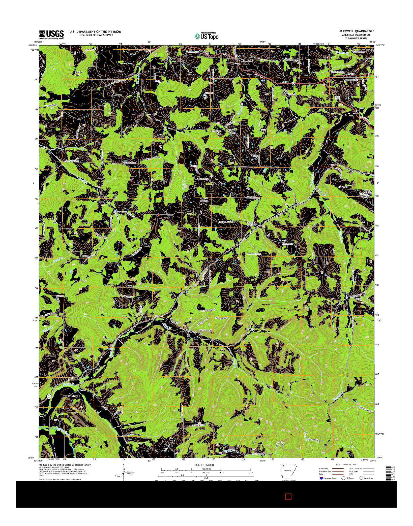 USGS US TOPO 7.5-MINUTE MAP FOR HARTWELL, AR 2014