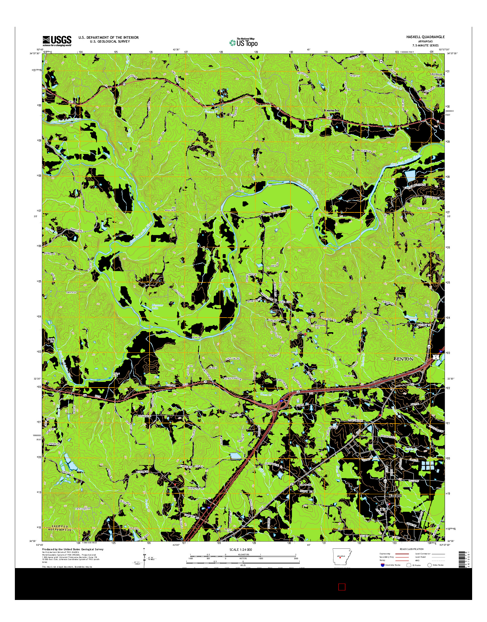 USGS US TOPO 7.5-MINUTE MAP FOR HASKELL, AR 2014