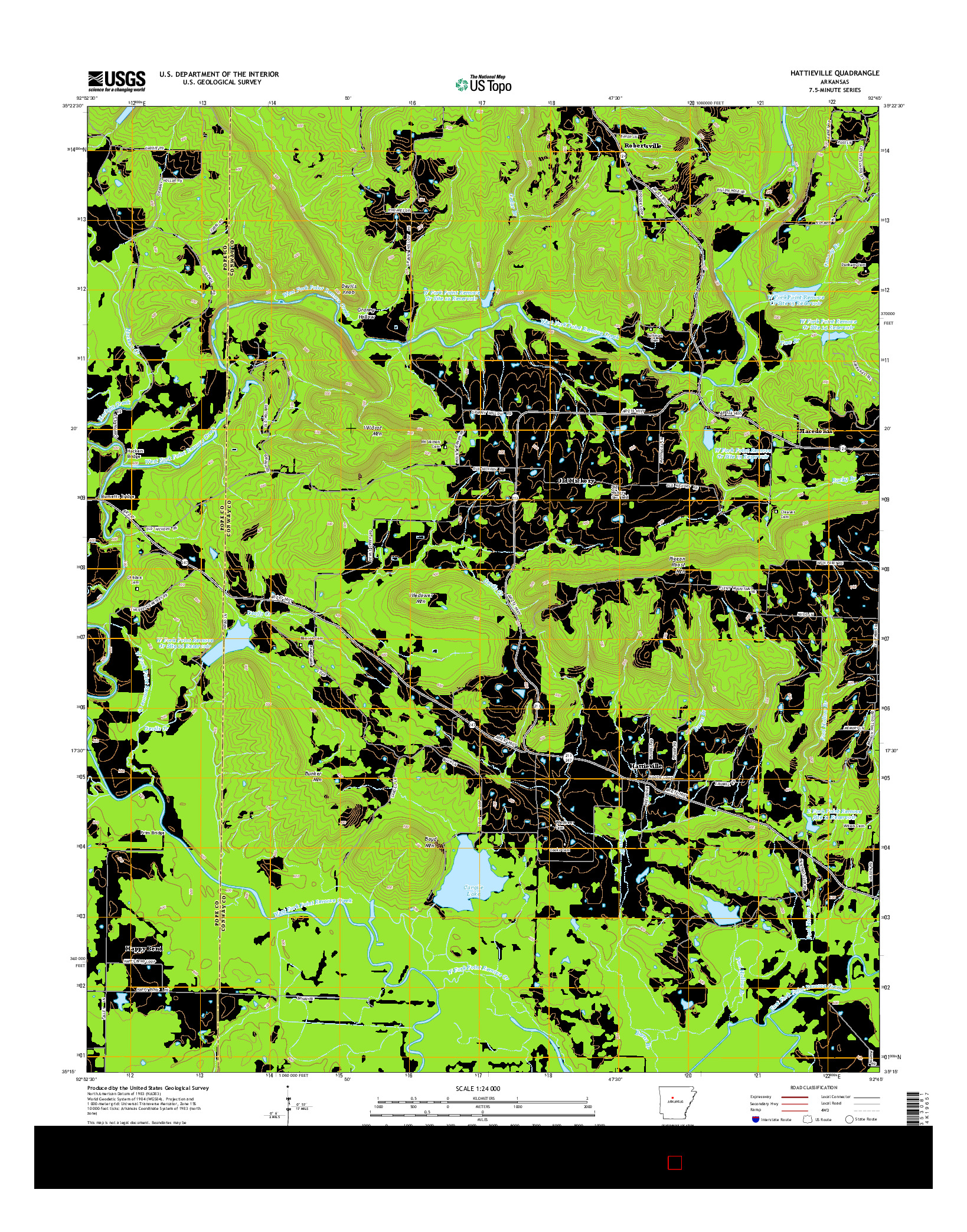 USGS US TOPO 7.5-MINUTE MAP FOR HATTIEVILLE, AR 2014