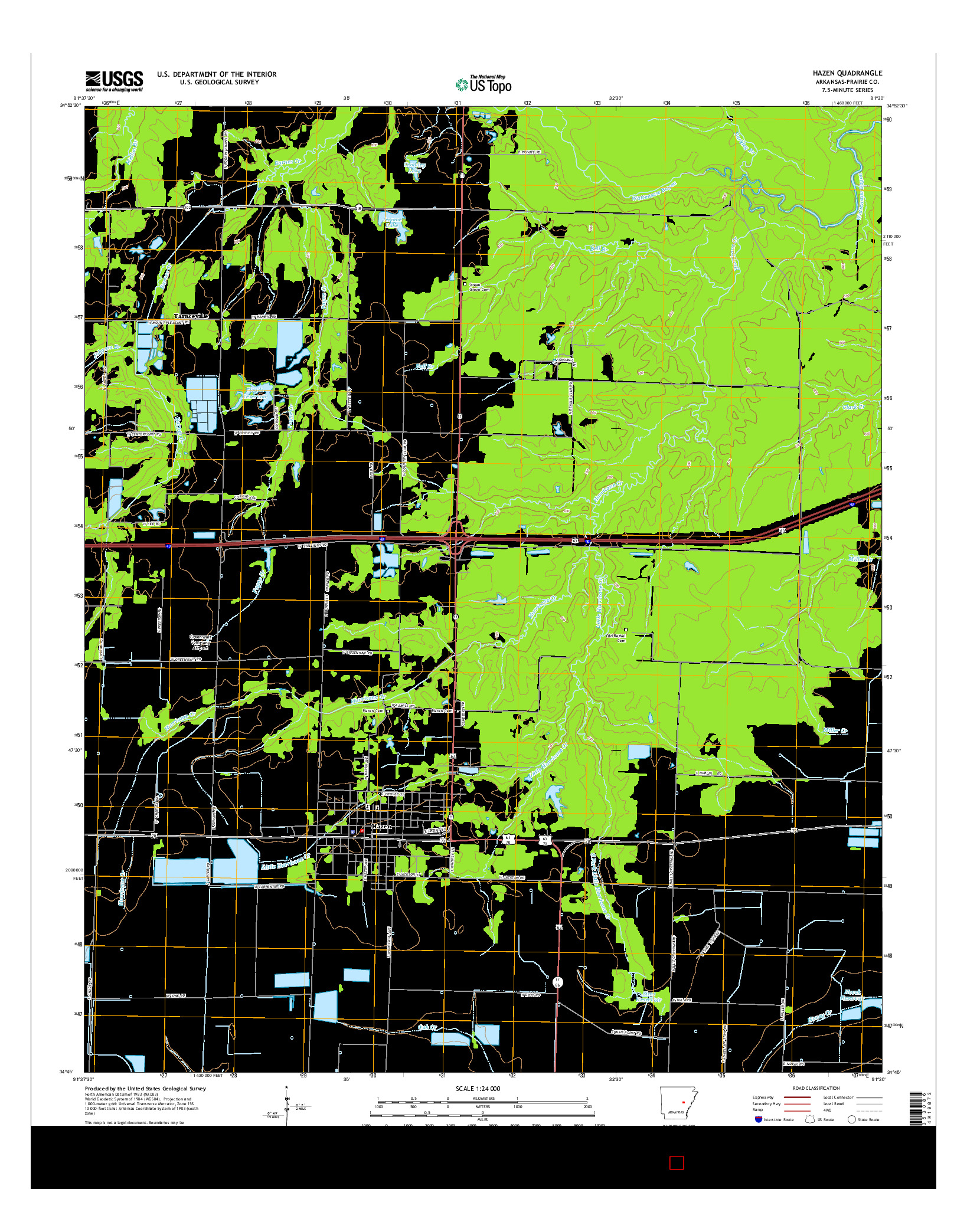 USGS US TOPO 7.5-MINUTE MAP FOR HAZEN, AR 2014