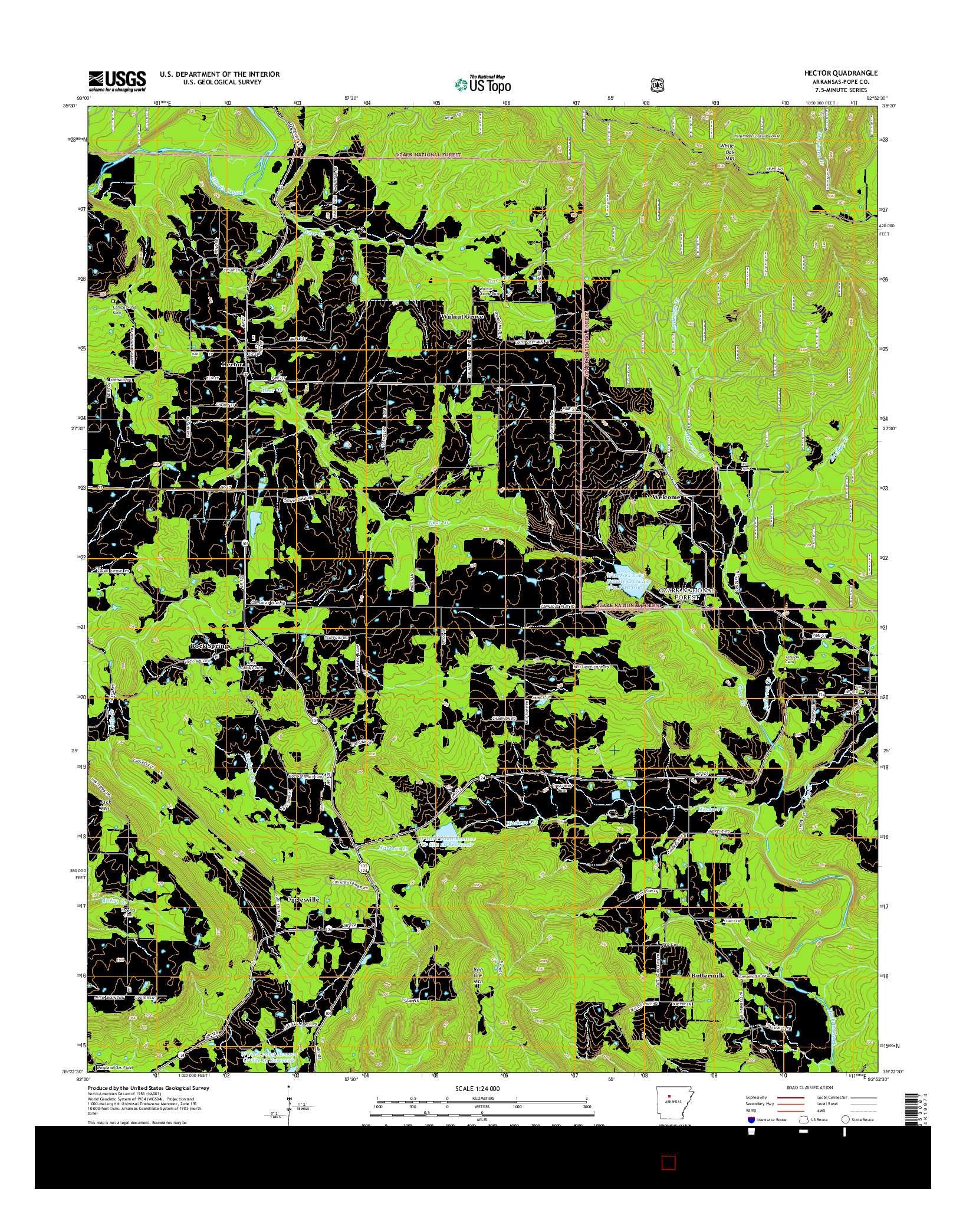 USGS US TOPO 7.5-MINUTE MAP FOR HECTOR, AR 2014