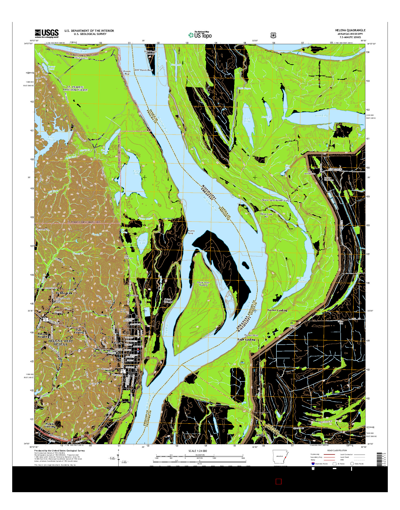 USGS US TOPO 7.5-MINUTE MAP FOR HELENA, AR-MS 2014