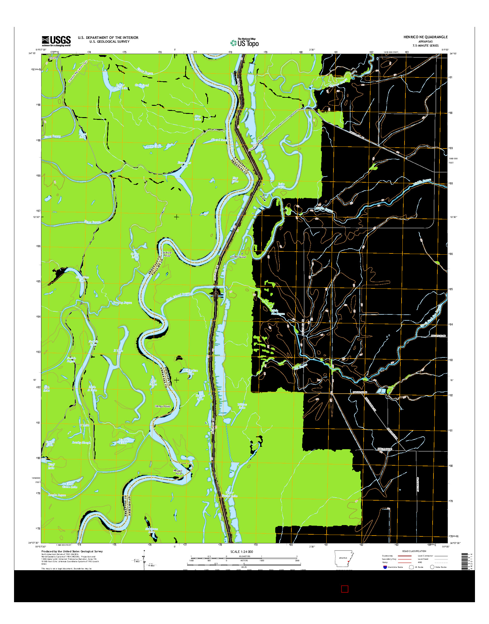USGS US TOPO 7.5-MINUTE MAP FOR HENRICO NE, AR 2014