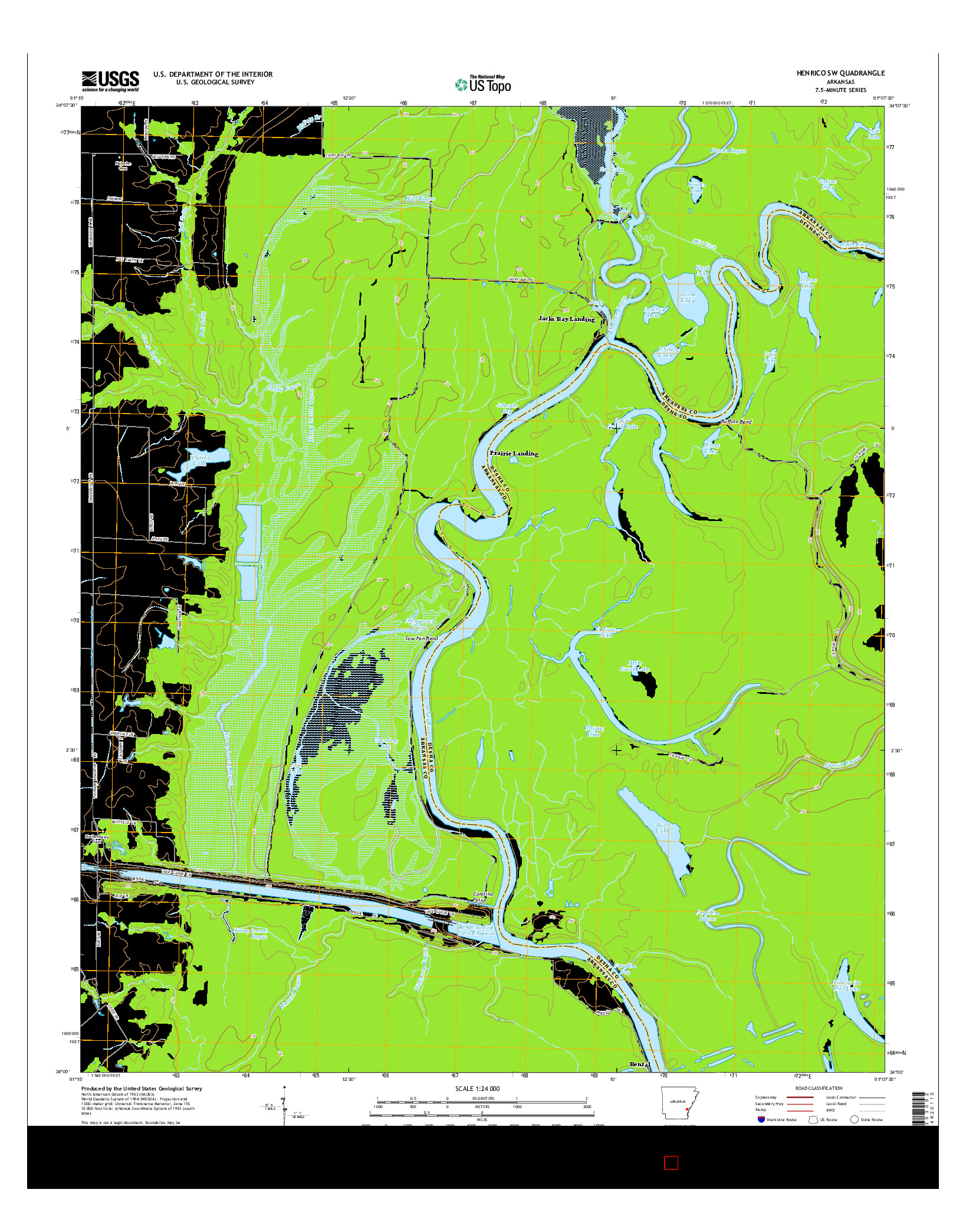 USGS US TOPO 7.5-MINUTE MAP FOR HENRICO SW, AR 2014