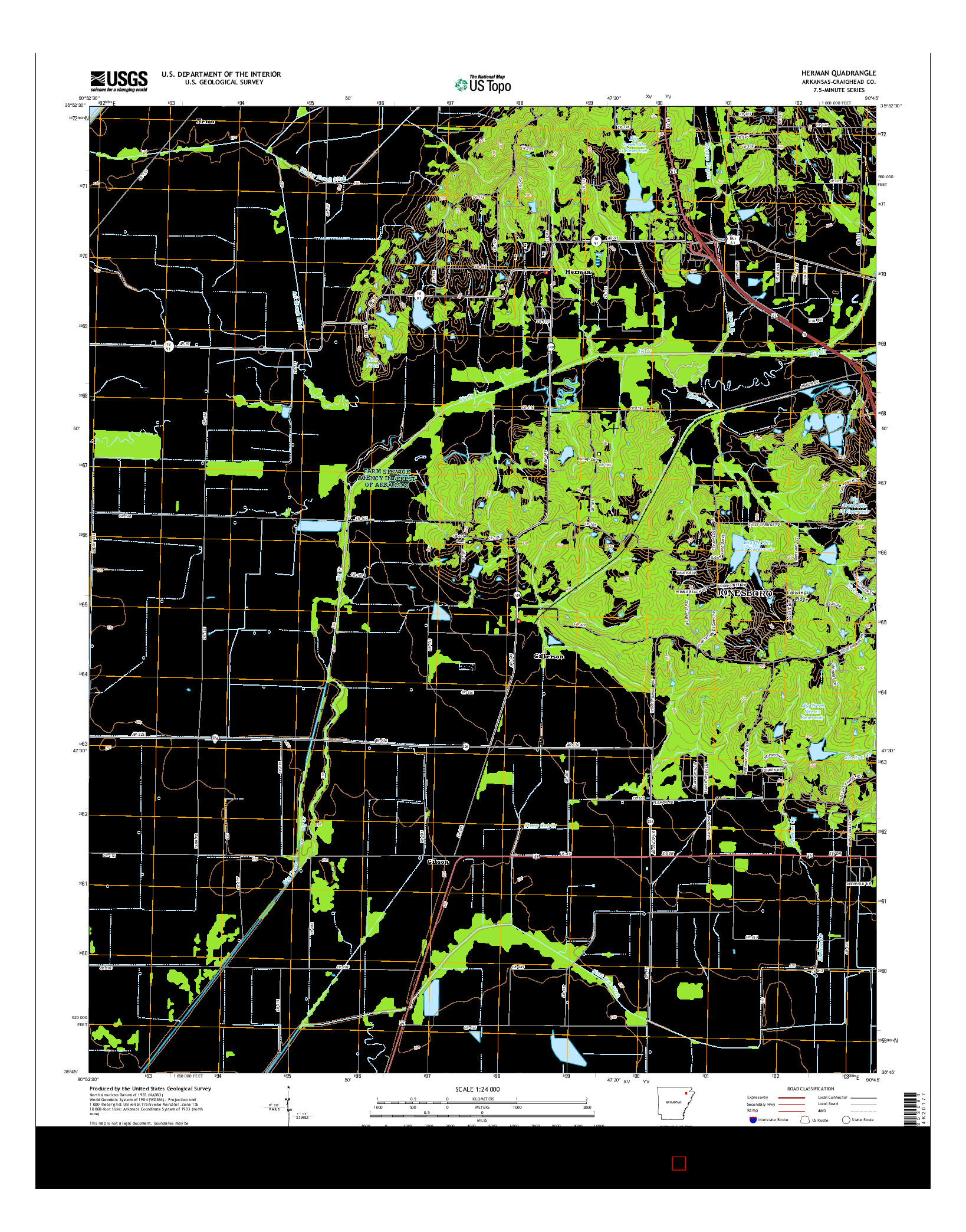 USGS US TOPO 7.5-MINUTE MAP FOR HERMAN, AR 2014