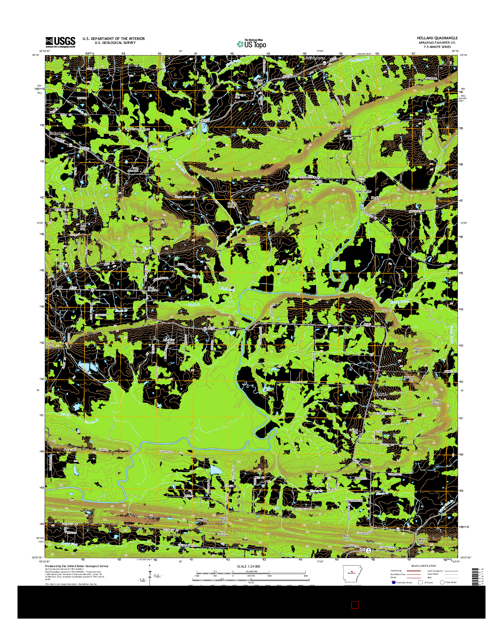 USGS US TOPO 7.5-MINUTE MAP FOR HOLLAND, AR 2014