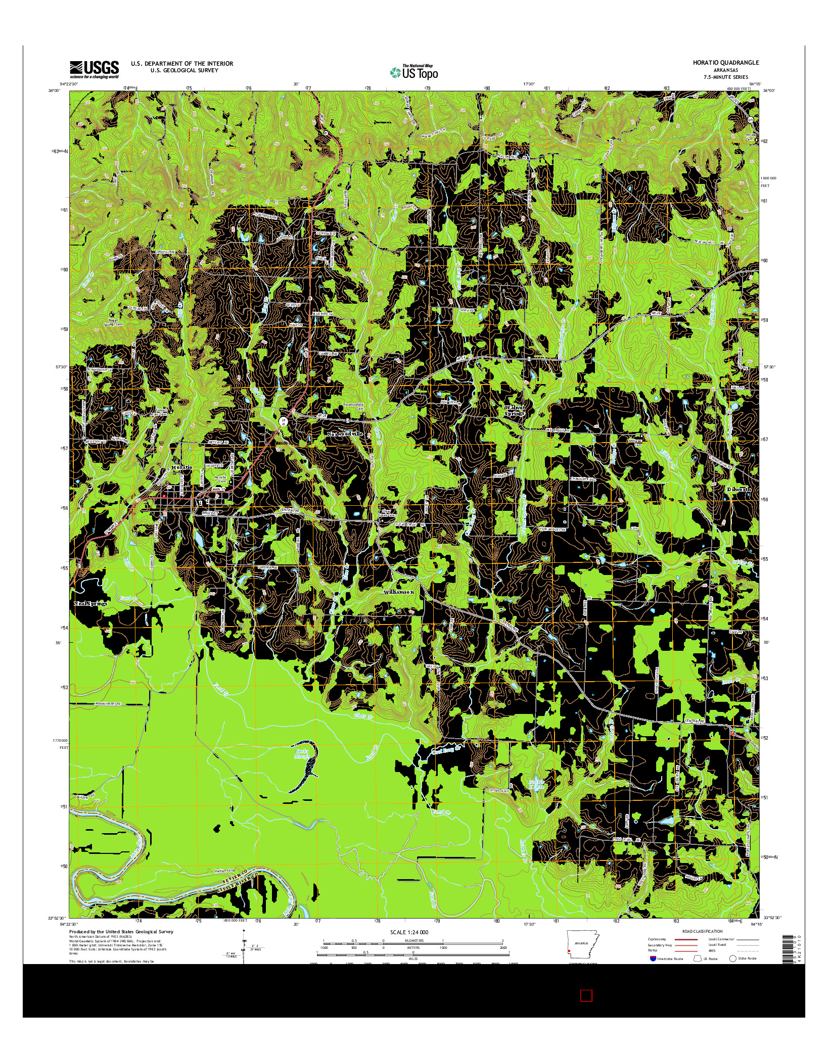 USGS US TOPO 7.5-MINUTE MAP FOR HORATIO, AR 2014