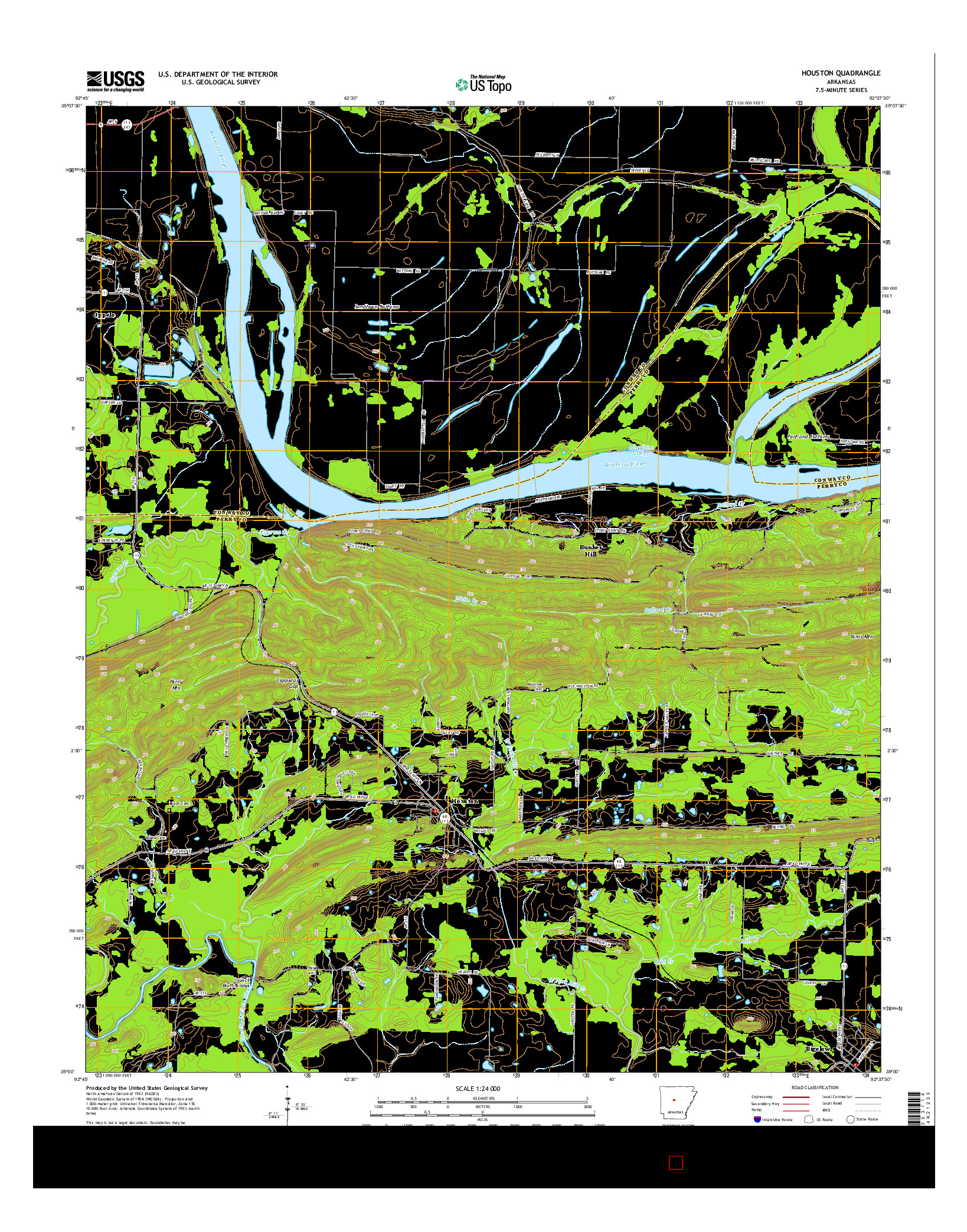 USGS US TOPO 7.5-MINUTE MAP FOR HOUSTON, AR 2014