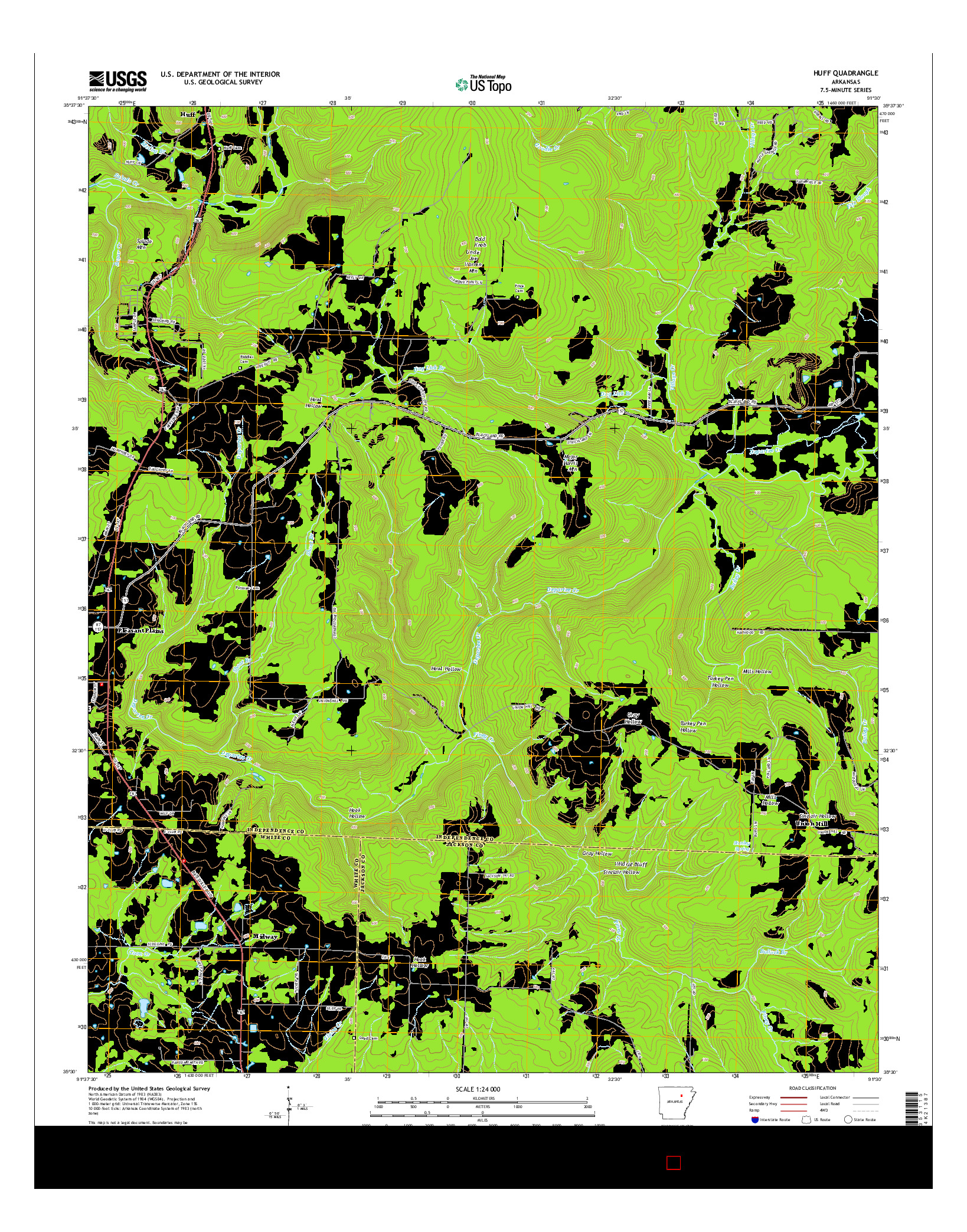 USGS US TOPO 7.5-MINUTE MAP FOR HUFF, AR 2014