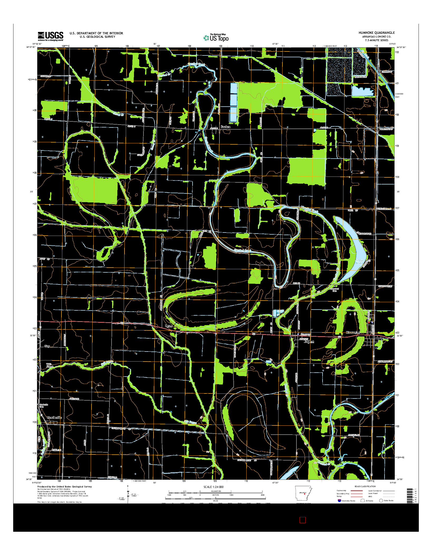 USGS US TOPO 7.5-MINUTE MAP FOR HUMNOKE, AR 2014