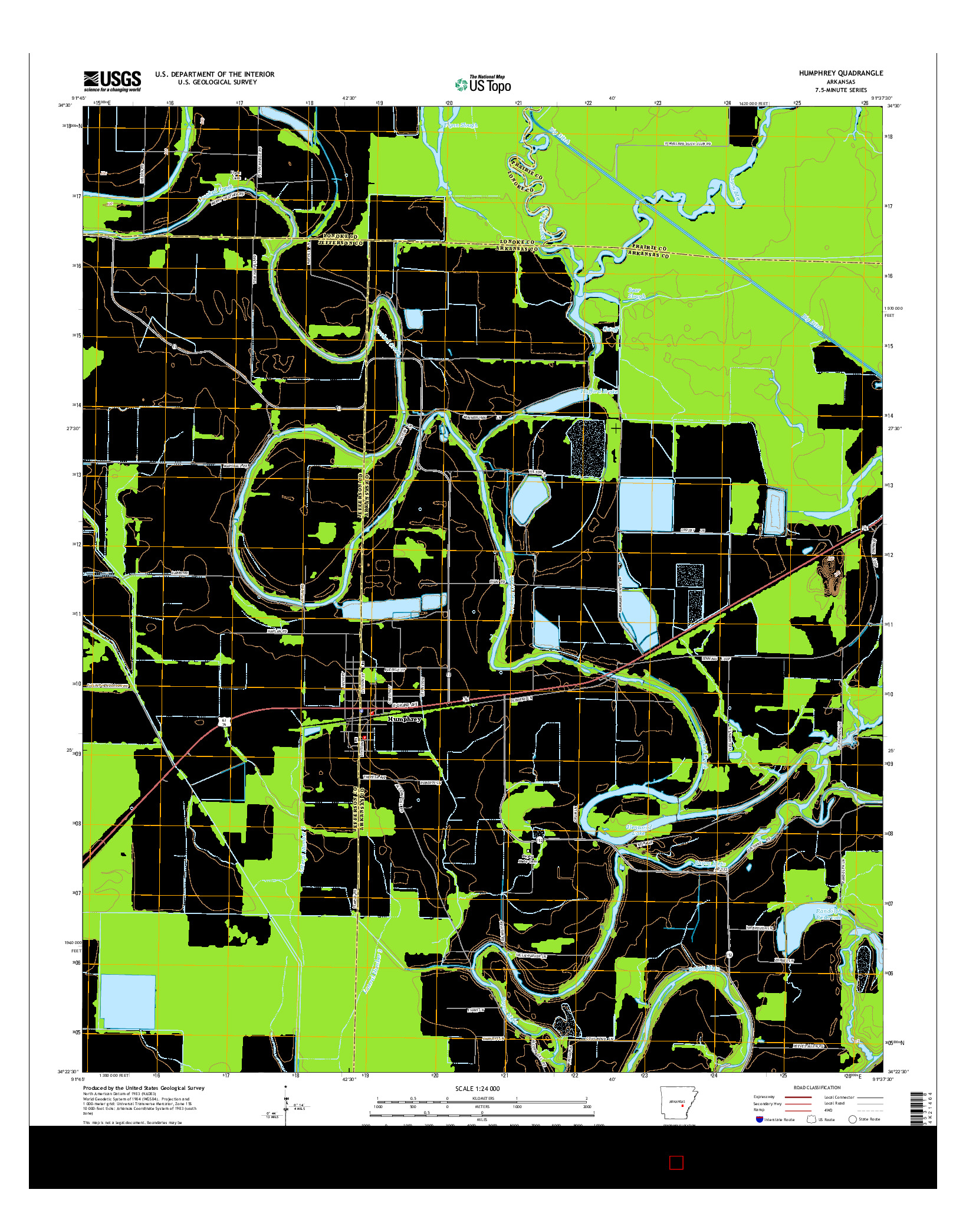 USGS US TOPO 7.5-MINUTE MAP FOR HUMPHREY, AR 2014