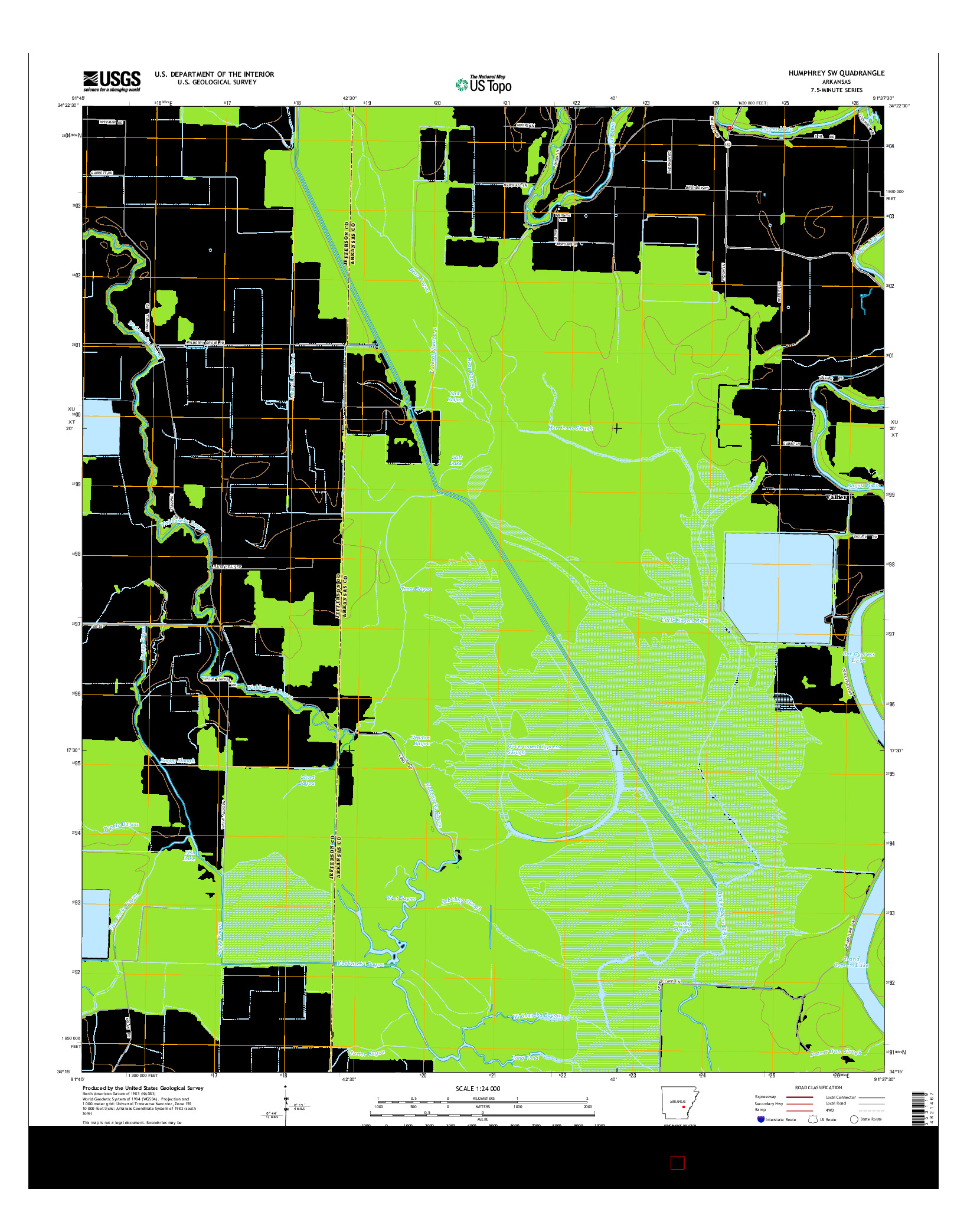 USGS US TOPO 7.5-MINUTE MAP FOR HUMPHREY SW, AR 2014