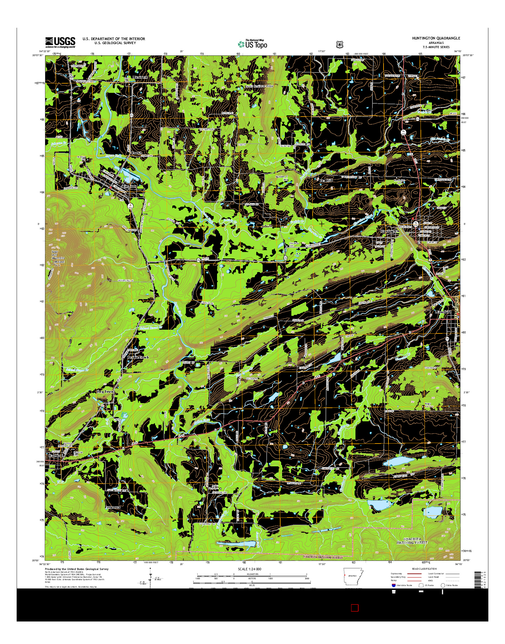 USGS US TOPO 7.5-MINUTE MAP FOR HUNTINGTON, AR 2014