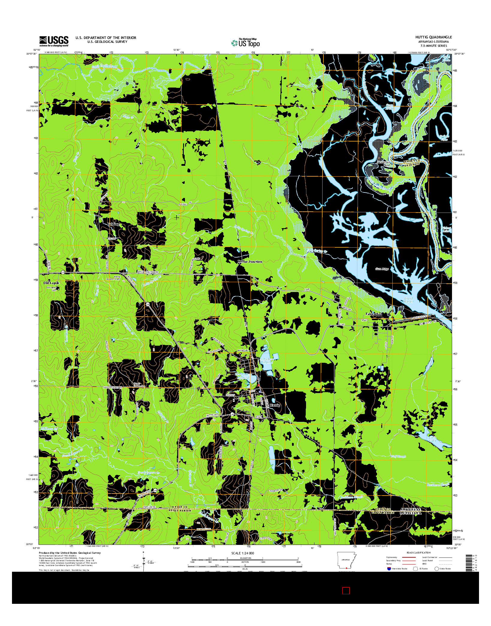 USGS US TOPO 7.5-MINUTE MAP FOR HUTTIG, AR-LA 2014